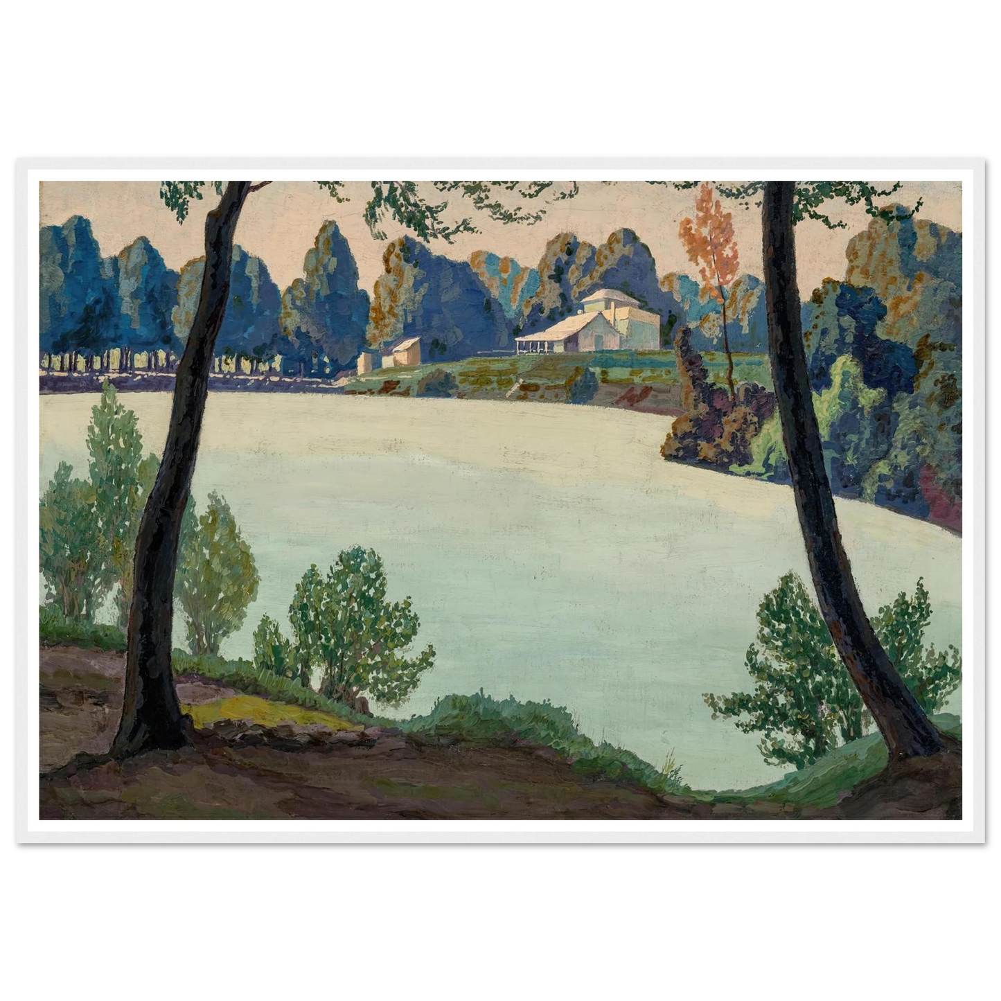 Silbersee bei Höflein (1924) Art Print | Max Kahrer - Framed Poster - 30x40 cm / 12x16″ - Black frame