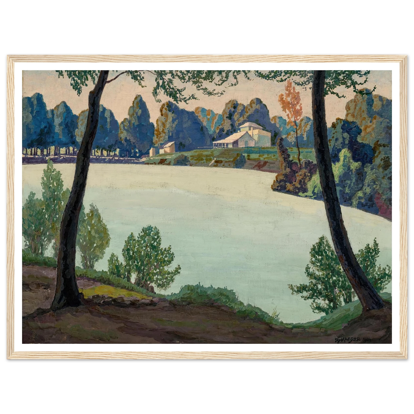 Silbersee bei Höflein (1924) Art Print | Max Kahrer - Framed Poster - 30x40 cm / 12x16″ - Black frame