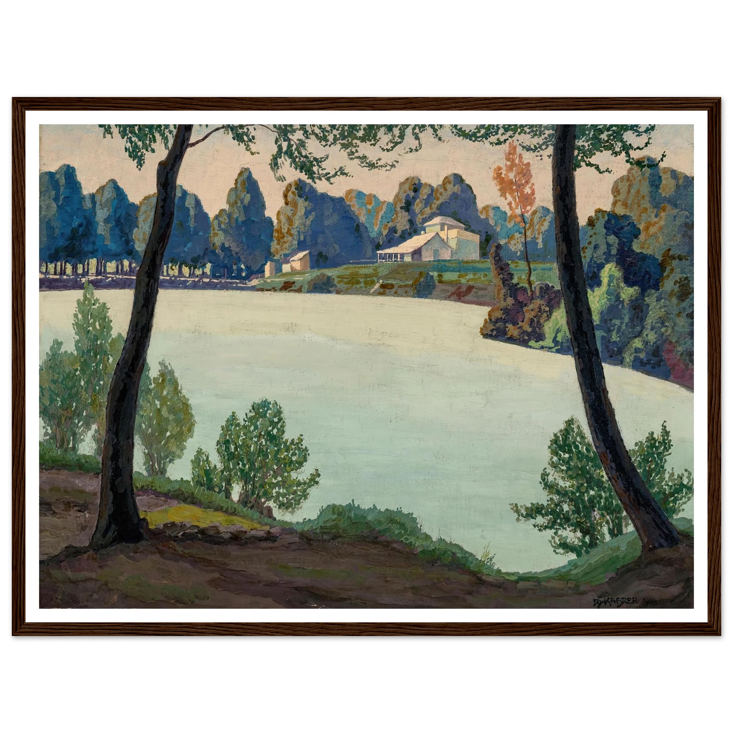 Silbersee bei Höflein (1924) Art Print | Max Kahrer - Framed Poster - 30x40 cm / 12x16″ - Black frame