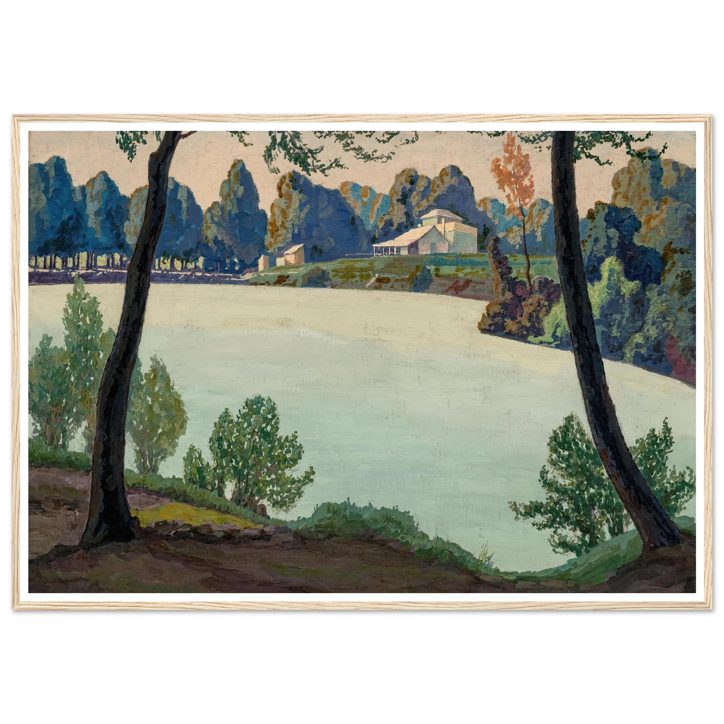 Silbersee bei Höflein (1924) Art Print | Max Kahrer - Framed Poster - 30x40 cm / 12x16″ - Black frame