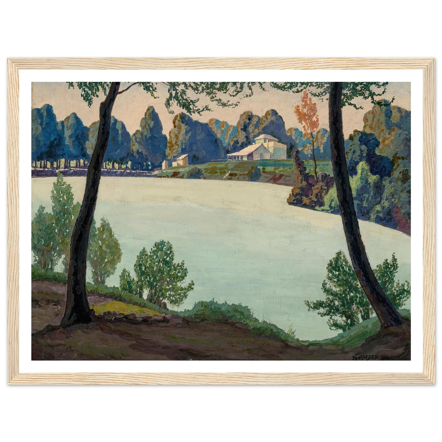 Silbersee bei Höflein (1924) Art Print | Max Kahrer - Framed Poster - 30x40 cm / 12x16″ - Black frame