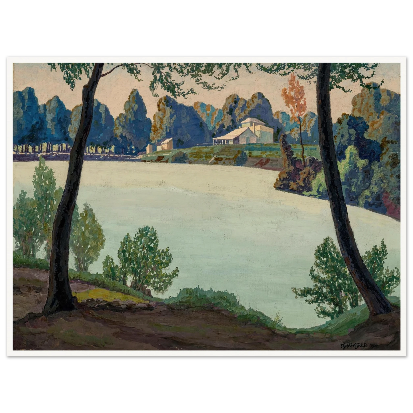 Silbersee bei Höflein (1924) Art Print | Max Kahrer - Framed Poster - 30x40 cm / 12x16″ - Black frame