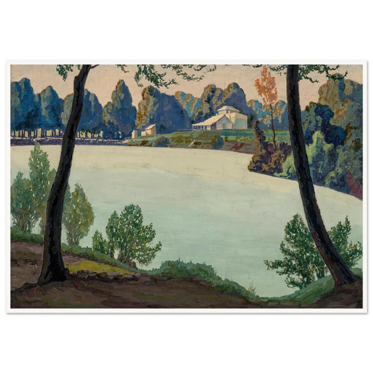 Silbersee bei Höflein (1924) Art Print | Max Kahrer - Framed Poster - 30x40 cm / 12x16″ - Black frame