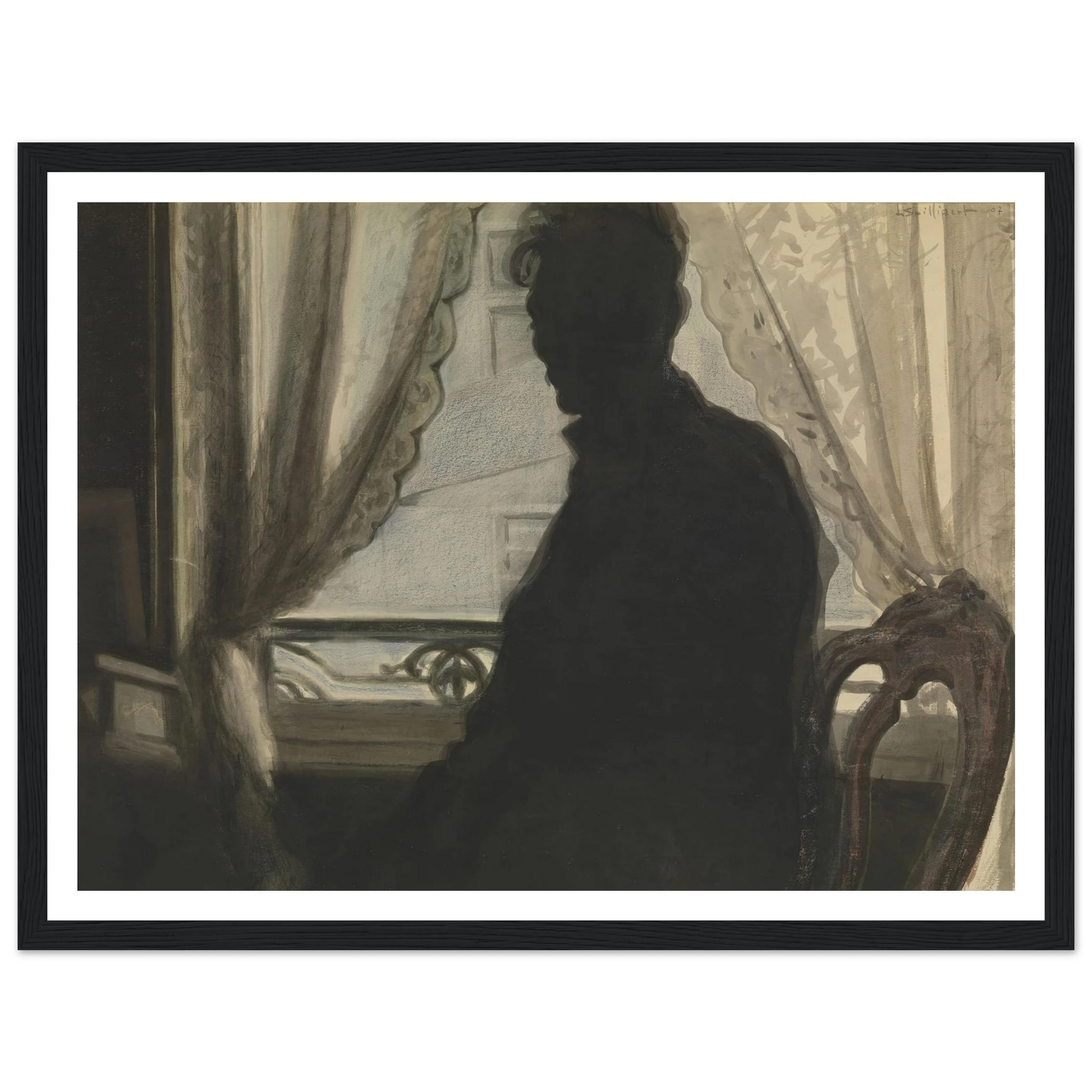 Silhouet van de schilder (1907) Art Print | Leon Spilliaert - Framed Poster - 30x40 cm / 12x16″ - Black frame
