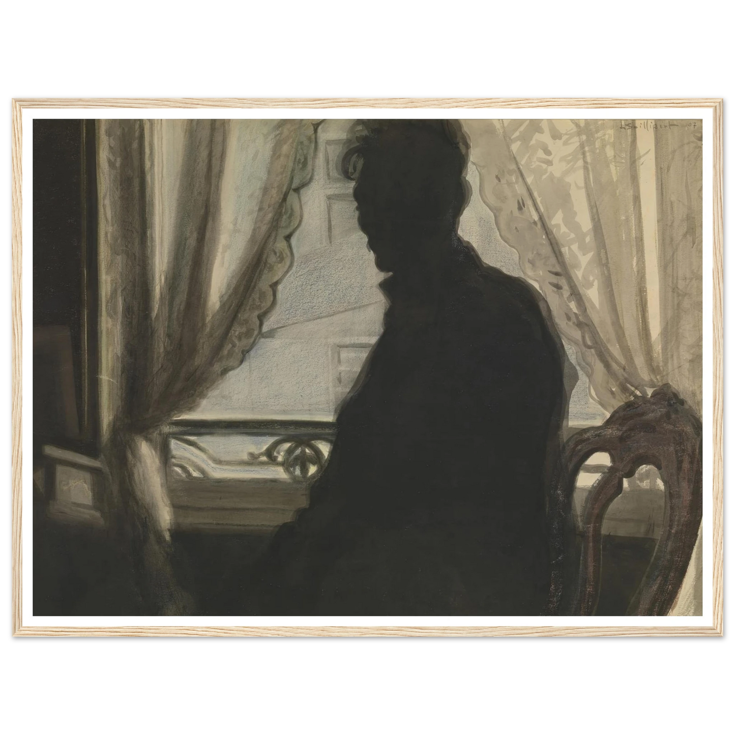 Silhouet van de schilder (1907) Art Print | Leon Spilliaert - Framed Poster - 30x40 cm / 12x16″ - Black frame