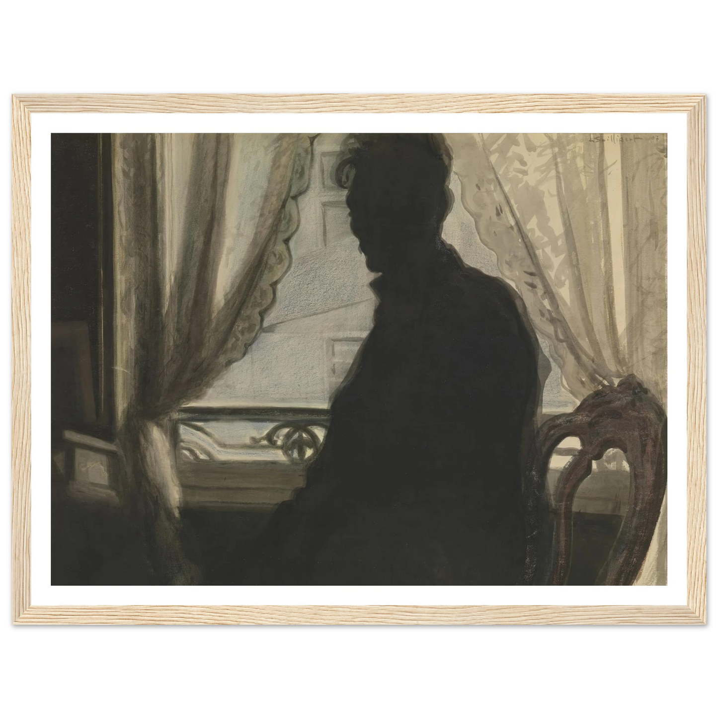 Silhouet van de schilder (1907) Art Print | Leon Spilliaert - Framed Poster - 30x40 cm / 12x16″ - Black frame