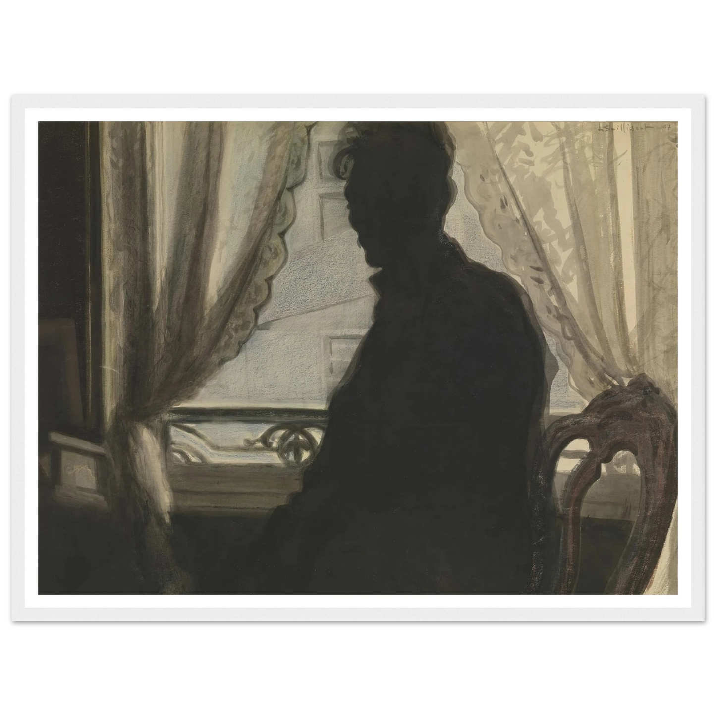 Silhouet van de schilder (1907) Art Print | Leon Spilliaert - Framed Poster - 30x40 cm / 12x16″ - Black frame