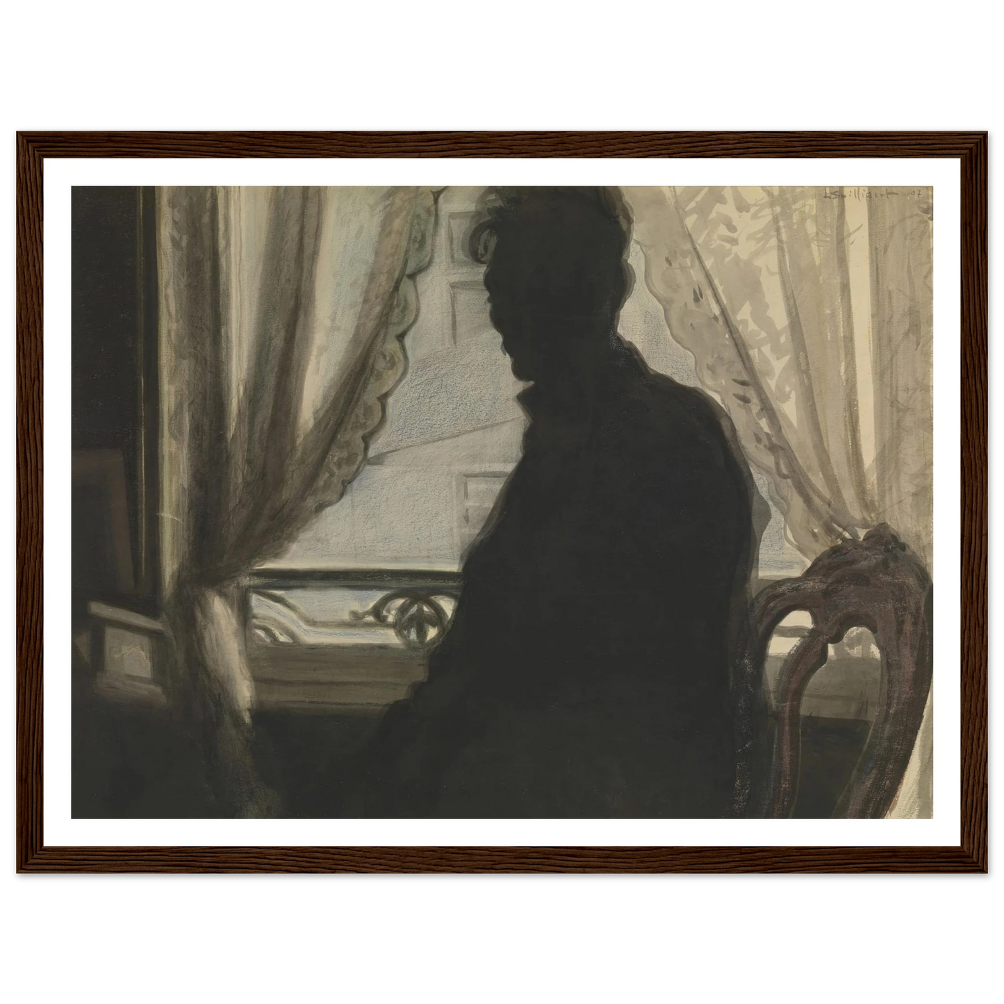 Silhouet van de schilder (1907) Art Print | Leon Spilliaert - Framed Poster - 30x40 cm / 12x16″ - Black frame