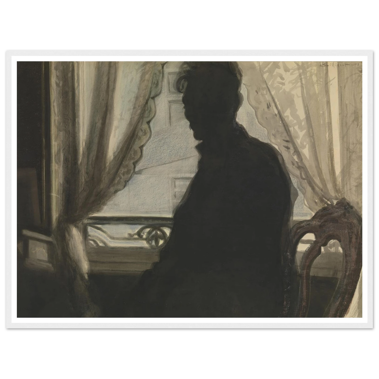 Silhouet van de schilder (1907) Art Print | Leon Spilliaert - Framed Poster - 30x40 cm / 12x16″ - Black frame