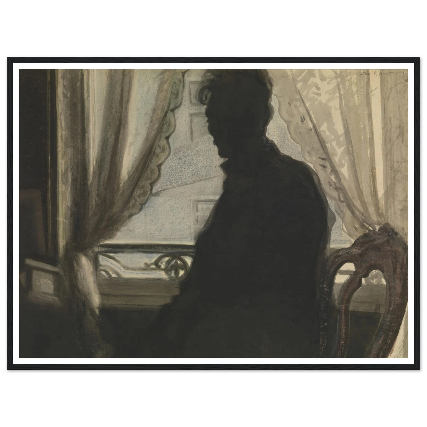 Silhouet van de schilder (1907) Art Print | Leon Spilliaert - Framed Poster - 30x40 cm / 12x16″ - Black frame