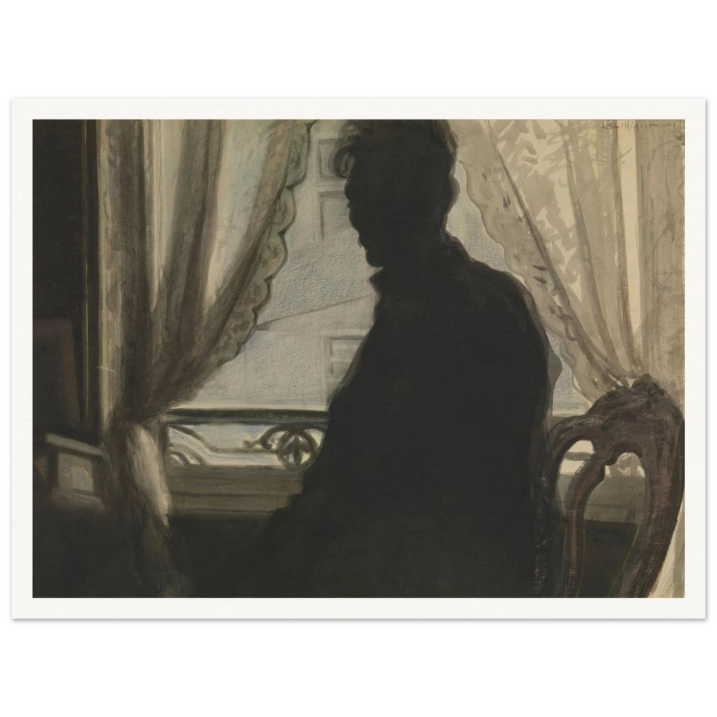 Silhouet van de schilder (1907) Art Print | Leon Spilliaert - Framed Poster - 30x40 cm / 12x16″ - Black frame
