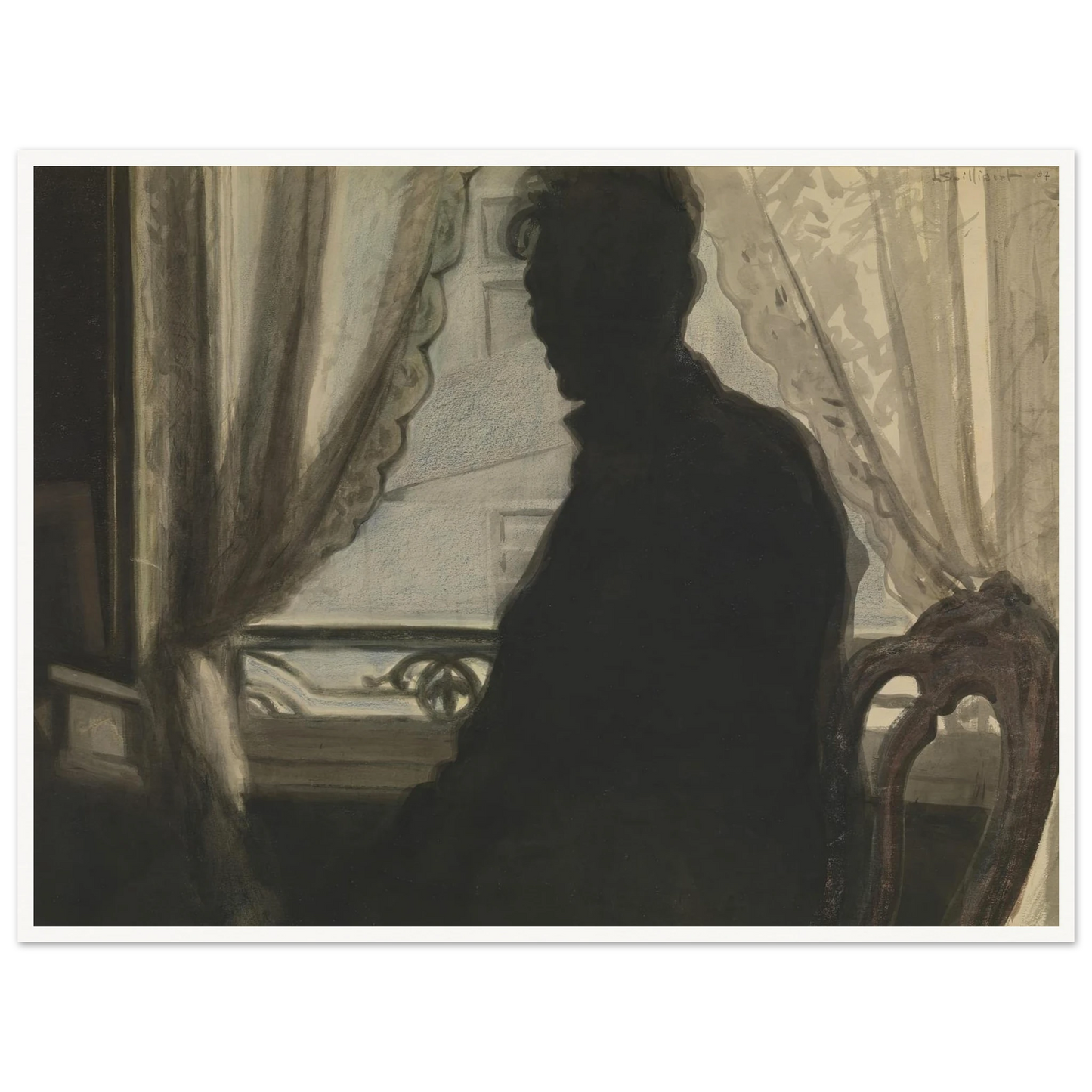 Silhouet van de schilder (1907) Art Print | Leon Spilliaert - Framed Poster - 30x40 cm / 12x16″ - Black frame