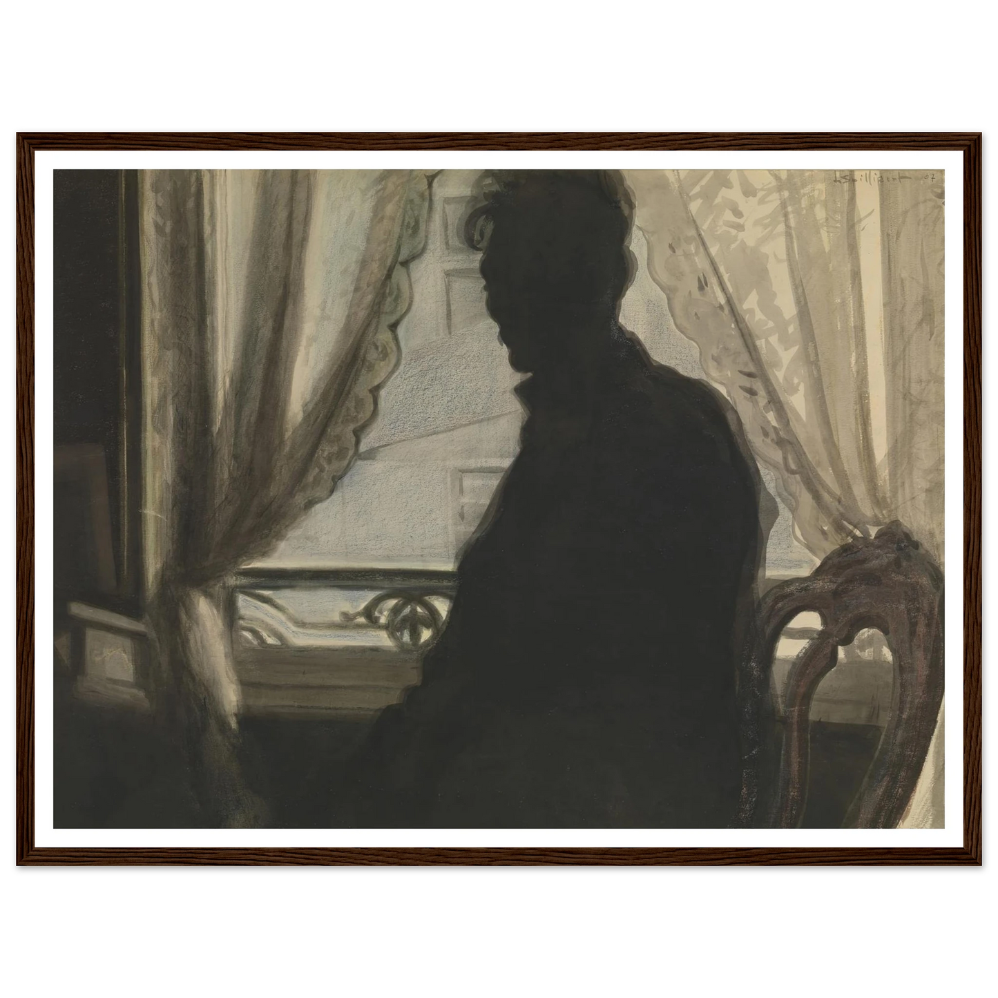 Silhouet van de schilder (1907) Art Print | Leon Spilliaert - Framed Poster - 30x40 cm / 12x16″ - Black frame
