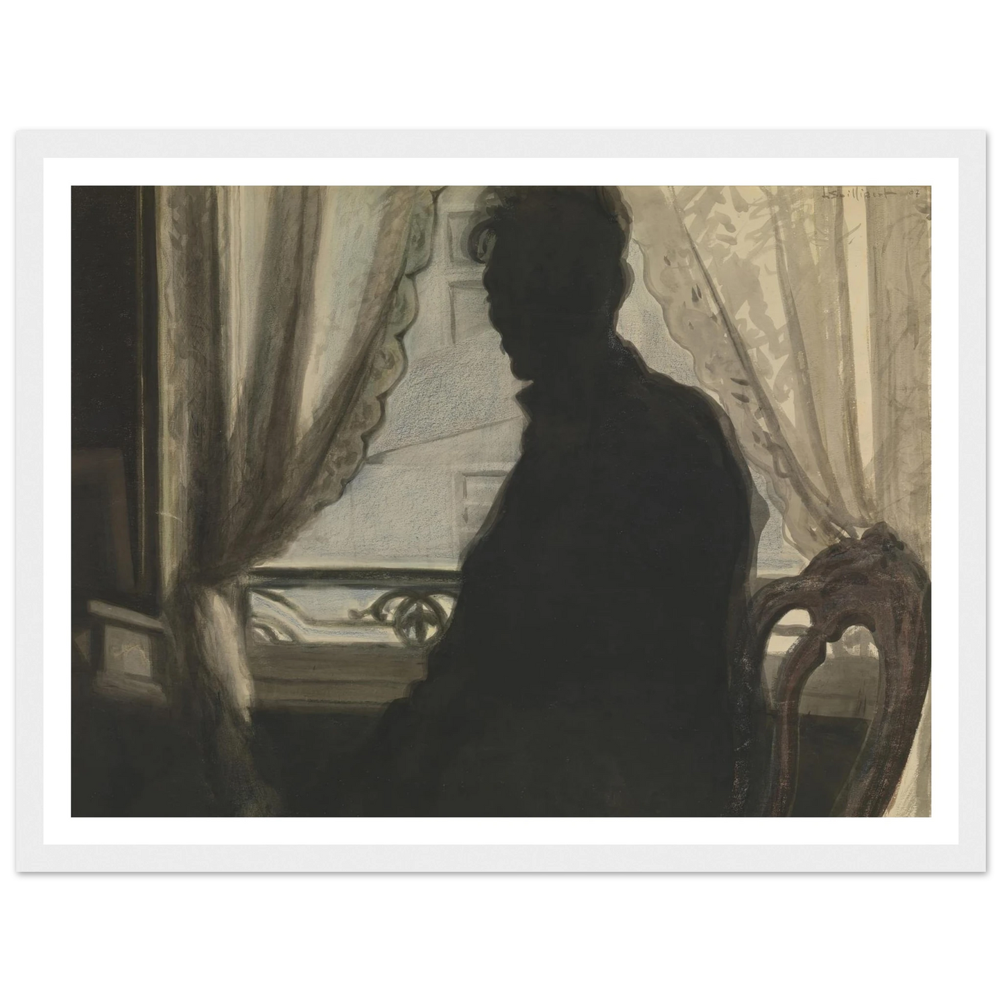 Silhouet van de schilder (1907) Art Print | Leon Spilliaert - Framed Poster - 30x40 cm / 12x16″ - Black frame