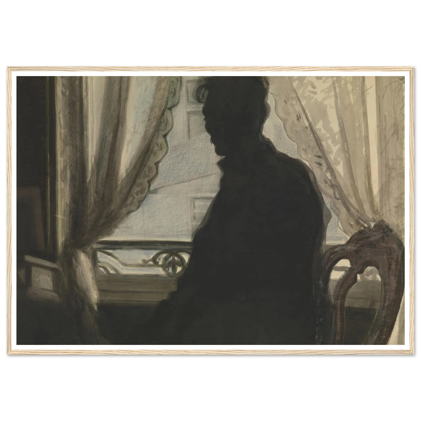 Silhouet van de schilder (1907) Art Print | Leon Spilliaert - Framed Poster - 30x40 cm / 12x16″ - Black frame