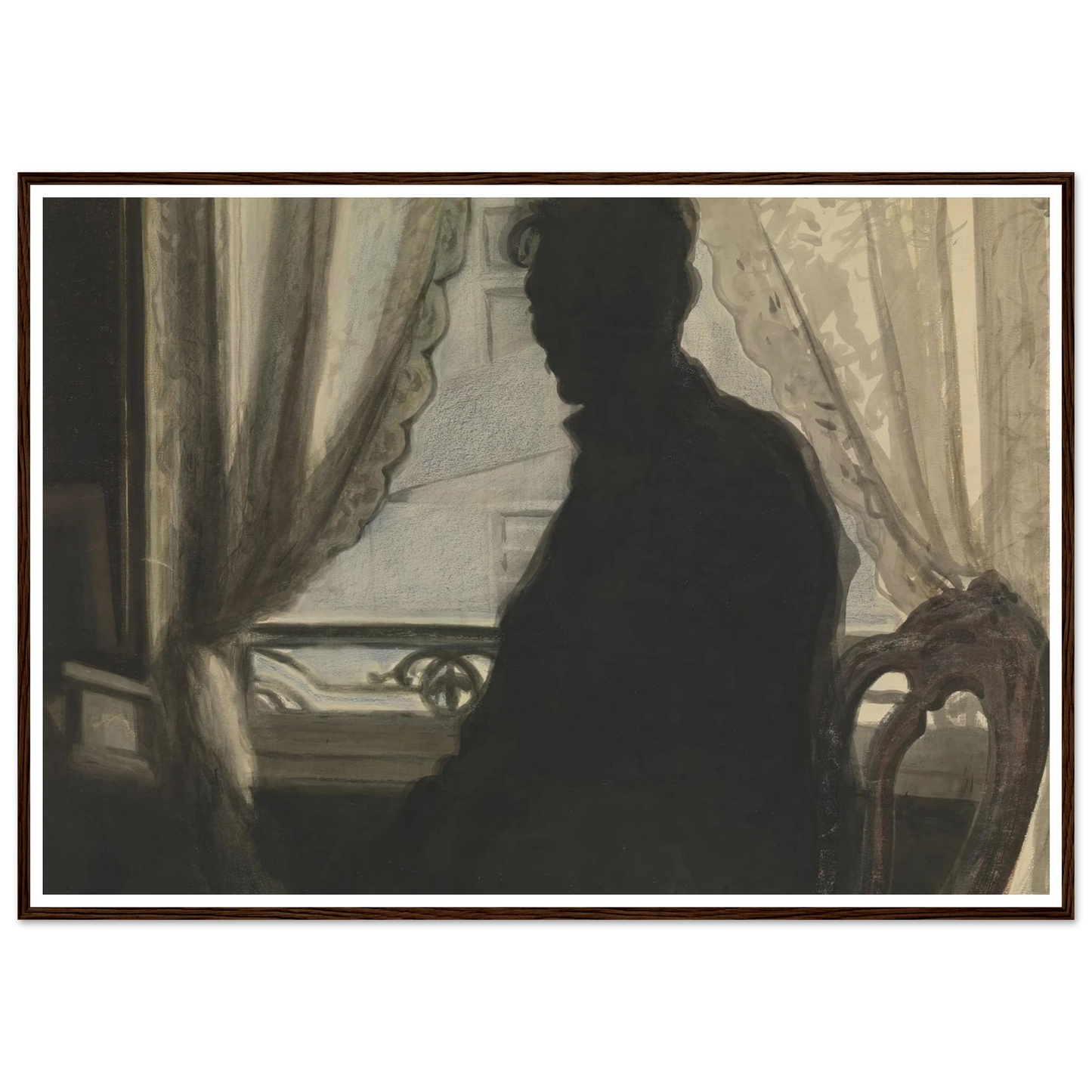 Silhouet van de schilder (1907) Art Print | Leon Spilliaert - Framed Poster - 30x40 cm / 12x16″ - Black frame