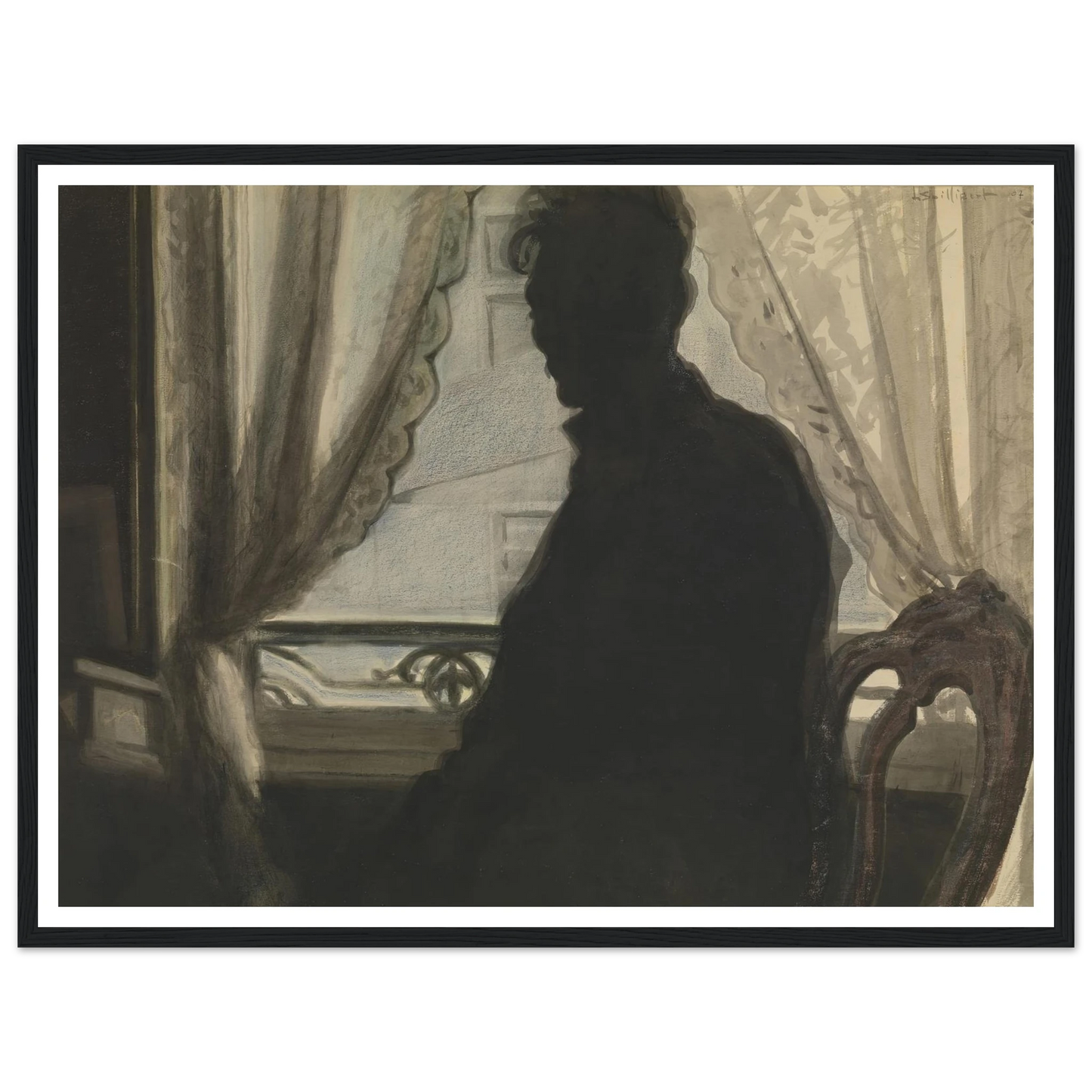 Silhouet van de schilder (1907) Art Print | Leon Spilliaert - Framed Poster - 30x40 cm / 12x16″ - Black frame