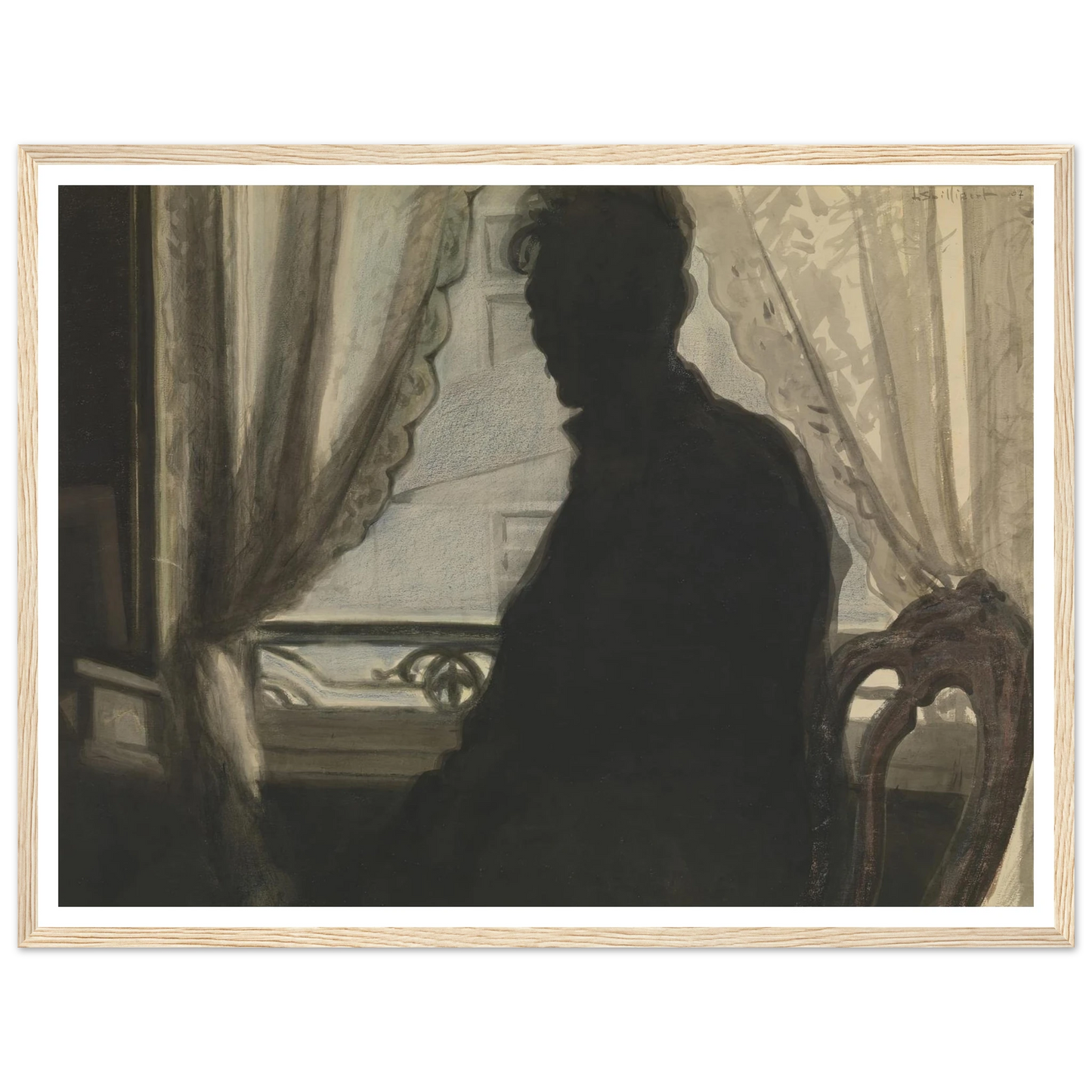 Silhouet van de schilder (1907) Art Print | Leon Spilliaert - Framed Poster - 30x40 cm / 12x16″ - Black frame