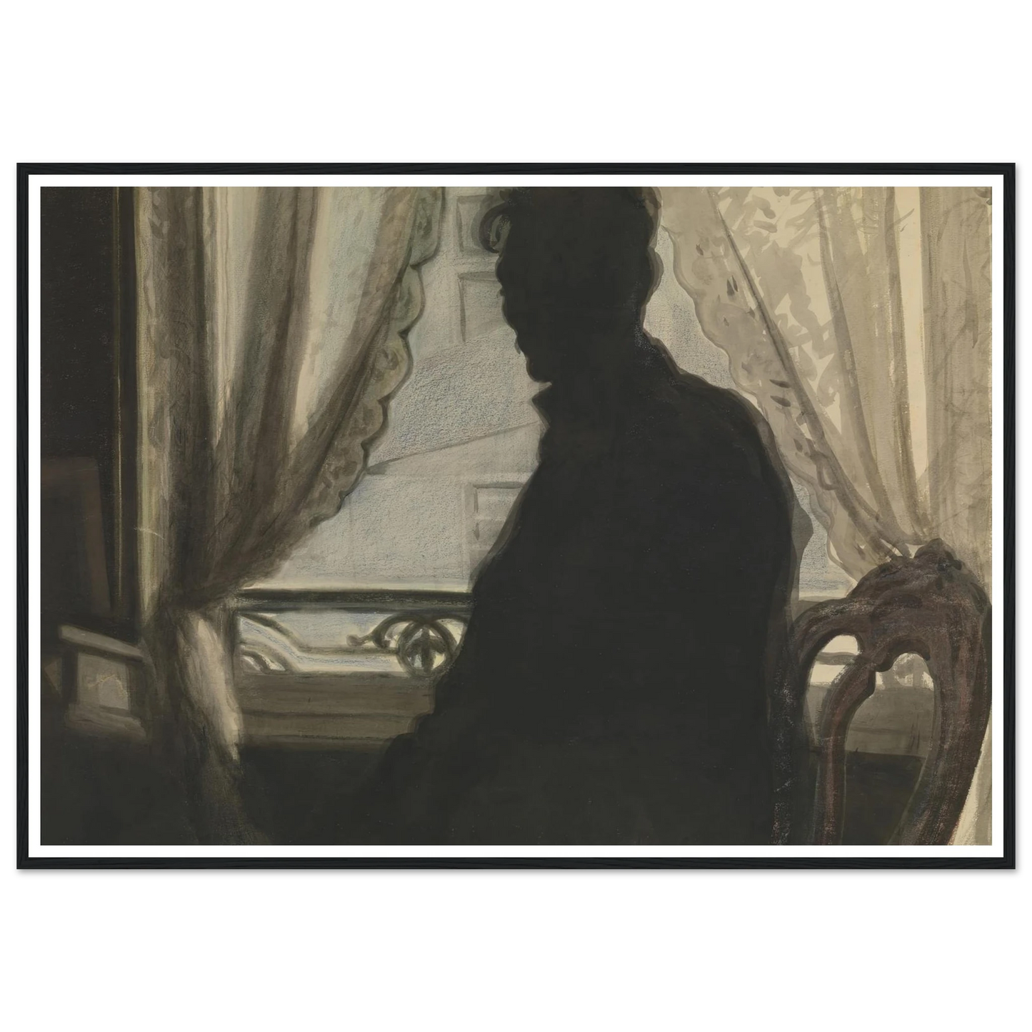 Silhouet van de schilder (1907) Art Print | Leon Spilliaert - Framed Poster - 30x40 cm / 12x16″ - Black frame
