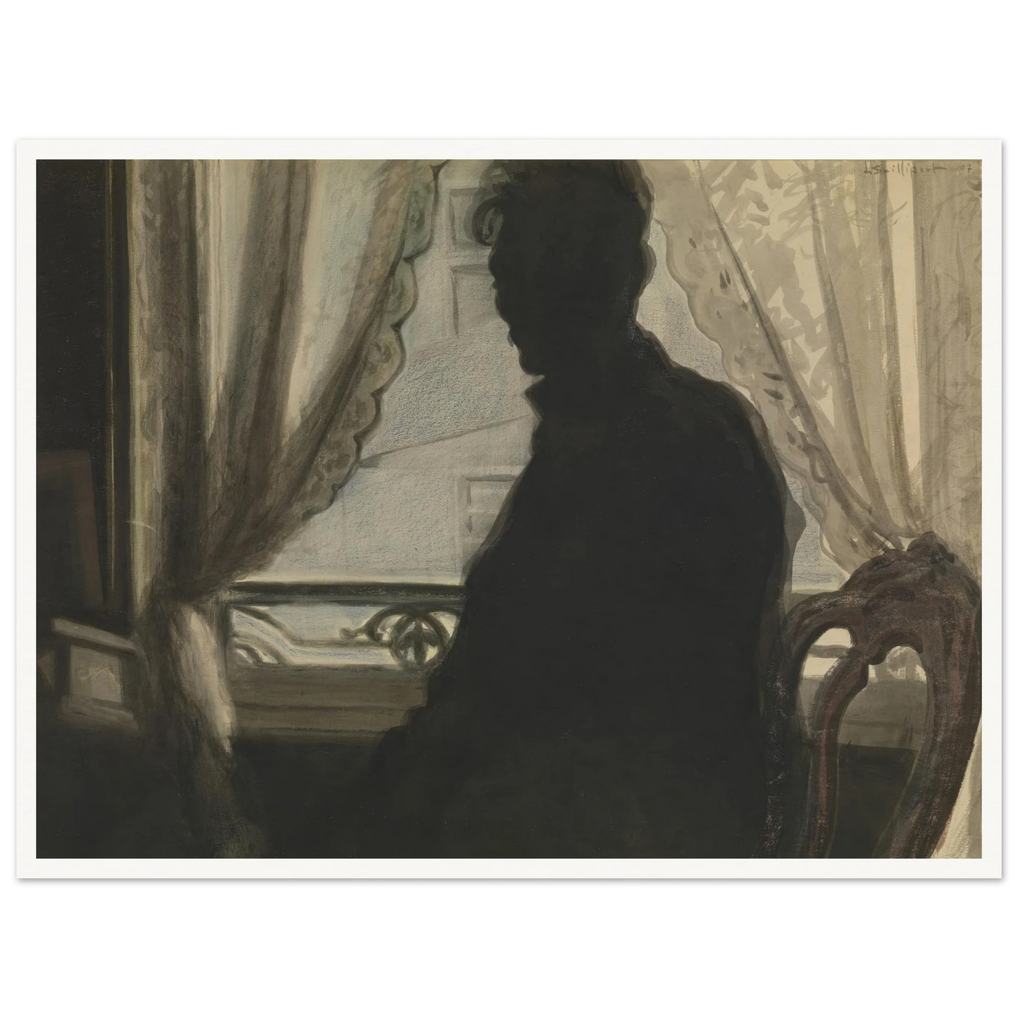 Silhouet van de schilder (1907) Art Print | Leon Spilliaert - Framed Poster - 30x40 cm / 12x16″ - Black frame