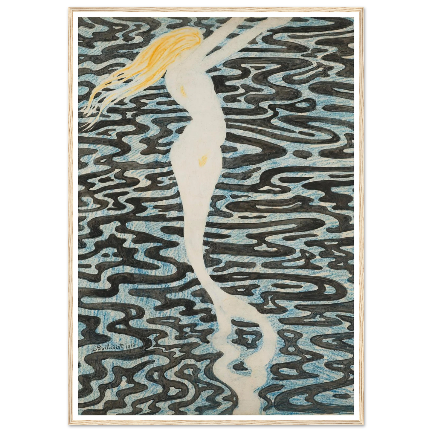 Sirène (Baigneuse) (1910) Art Print | Leon Spilliaert - Framed Poster - 30x40 cm / 12x16″ - Black frame