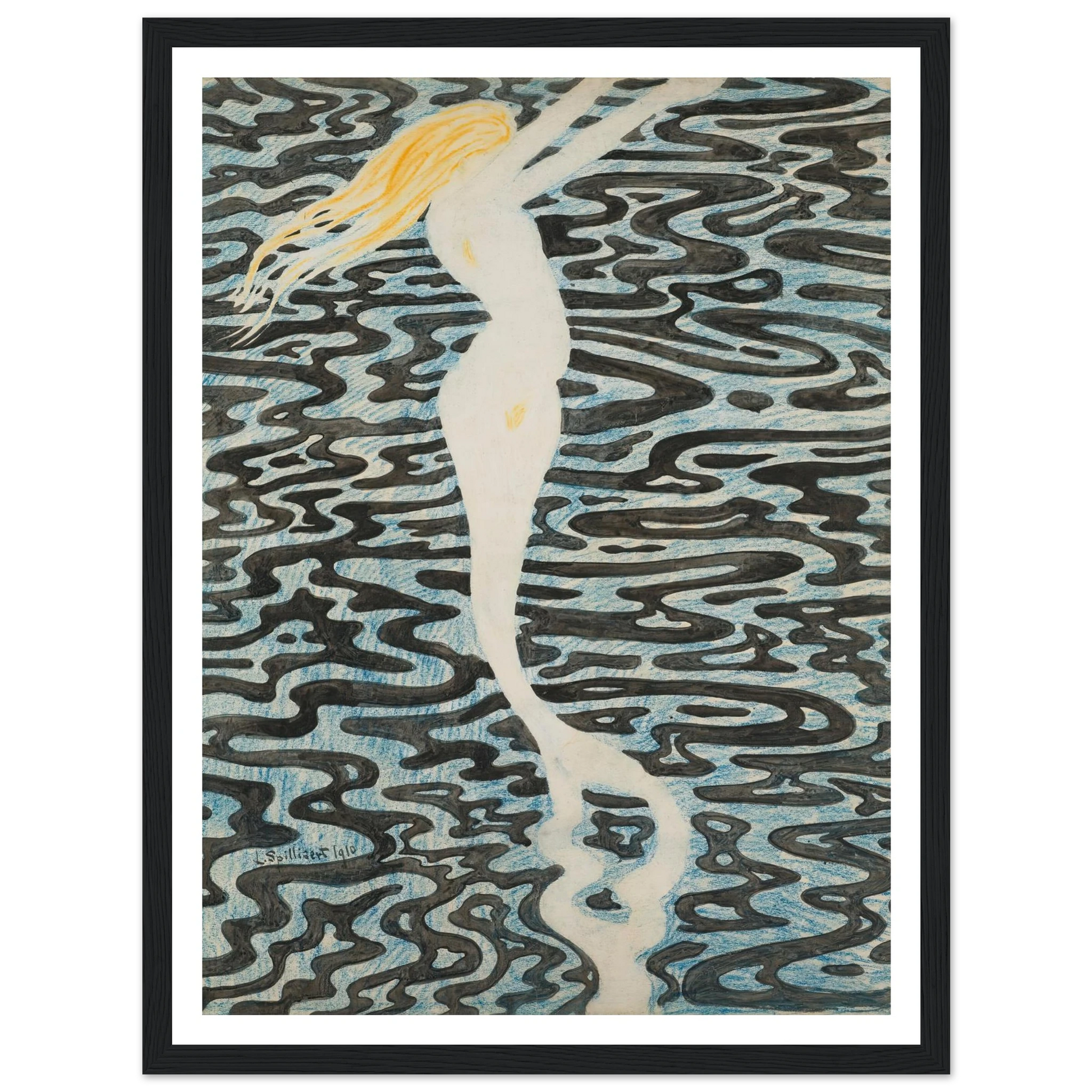 Sirène (Baigneuse) (1910) Art Print | Leon Spilliaert - Framed Poster - 30x40 cm / 12x16″ - Black frame