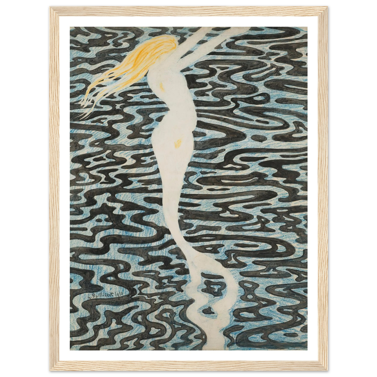 Sirène (Baigneuse) (1910) Art Print | Leon Spilliaert - Framed Poster - 30x40 cm / 12x16″ - Black frame