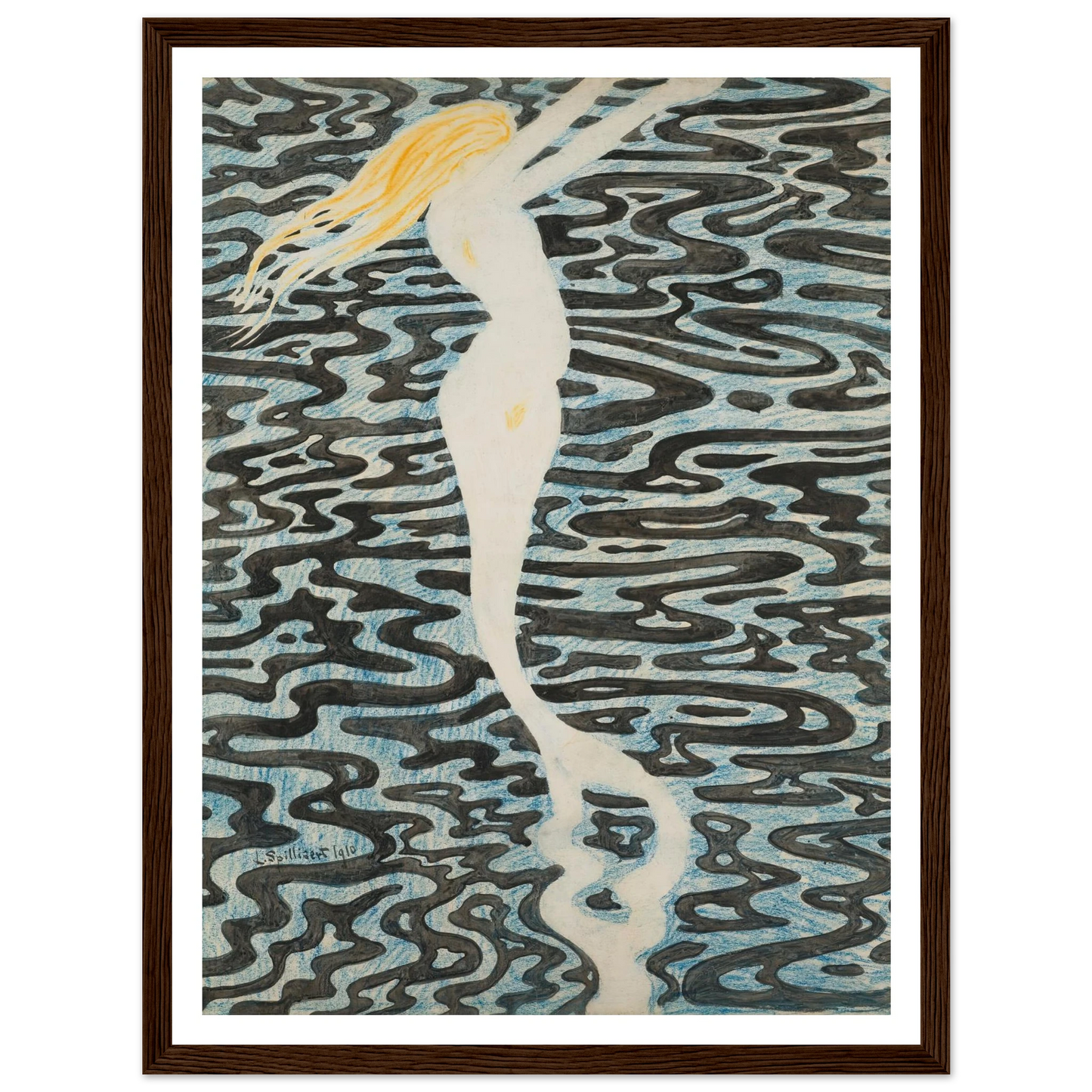 Sirène (Baigneuse) (1910) Art Print | Leon Spilliaert - Framed Poster - 30x40 cm / 12x16″ - Black frame