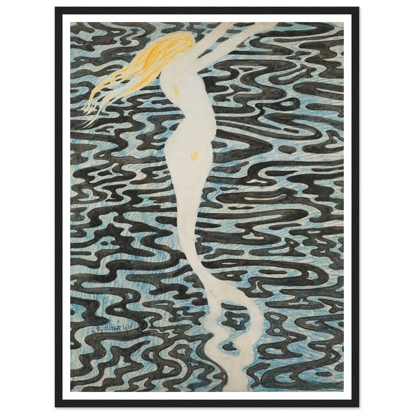 Sirène (Baigneuse) (1910) Art Print | Leon Spilliaert - Framed Poster - 30x40 cm / 12x16″ - Black frame