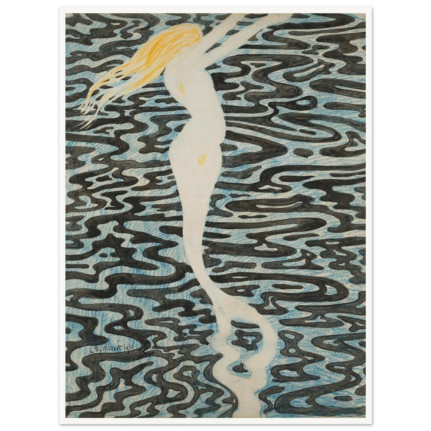 Sirène (Baigneuse) (1910) Art Print | Leon Spilliaert - Framed Poster - 30x40 cm / 12x16″ - Black frame