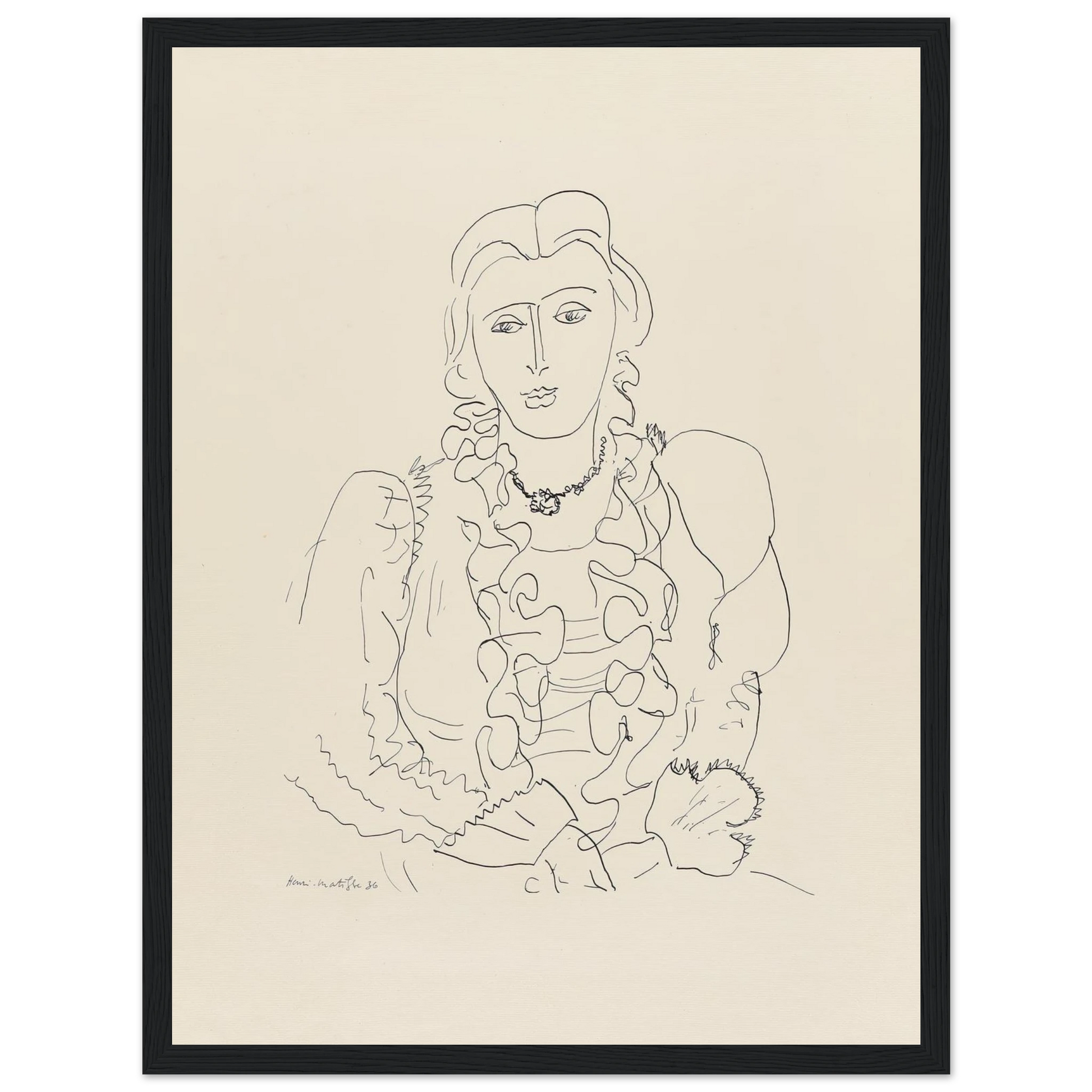 Sitzende Frau (1936) Art Print | Henri Matisse - Framed Poster - 30x40 cm / 12x16″ - Black frame