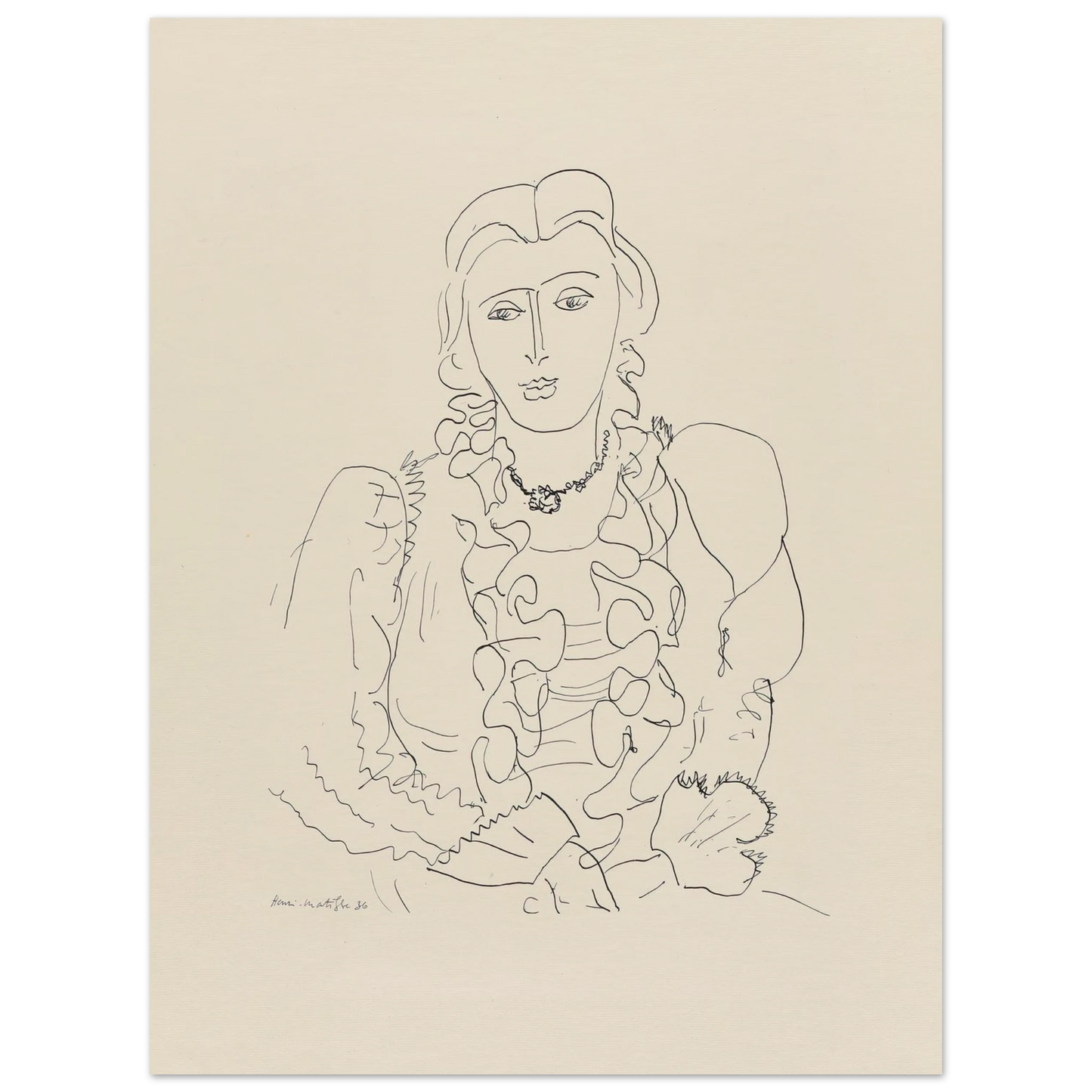 Sitzende Frau (1936) Art Print | Henri Matisse - Framed Poster - 30x40 cm / 12x16″ - Black frame