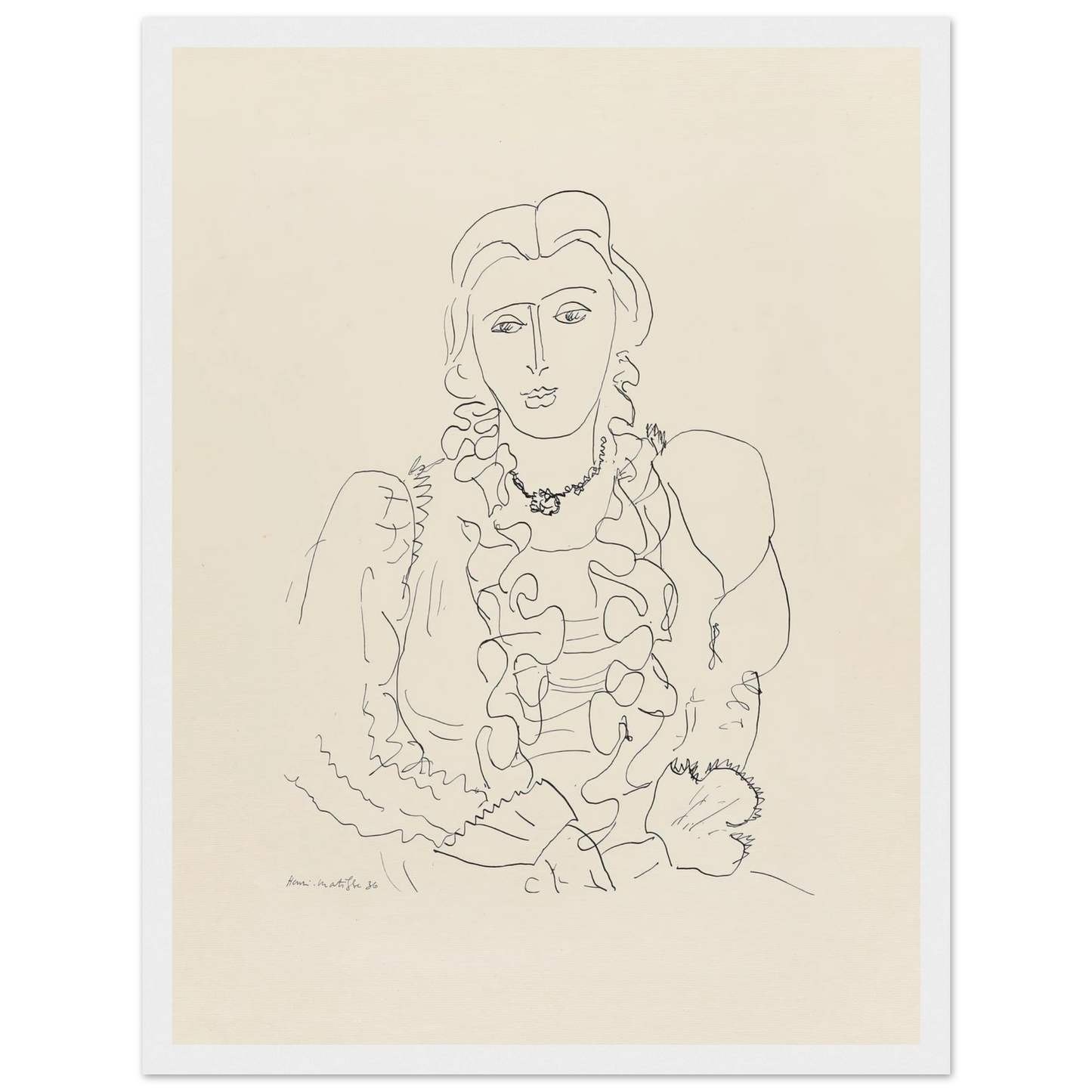 Sitzende Frau (1936) Art Print | Henri Matisse - Framed Poster - 30x40 cm / 12x16″ - Black frame