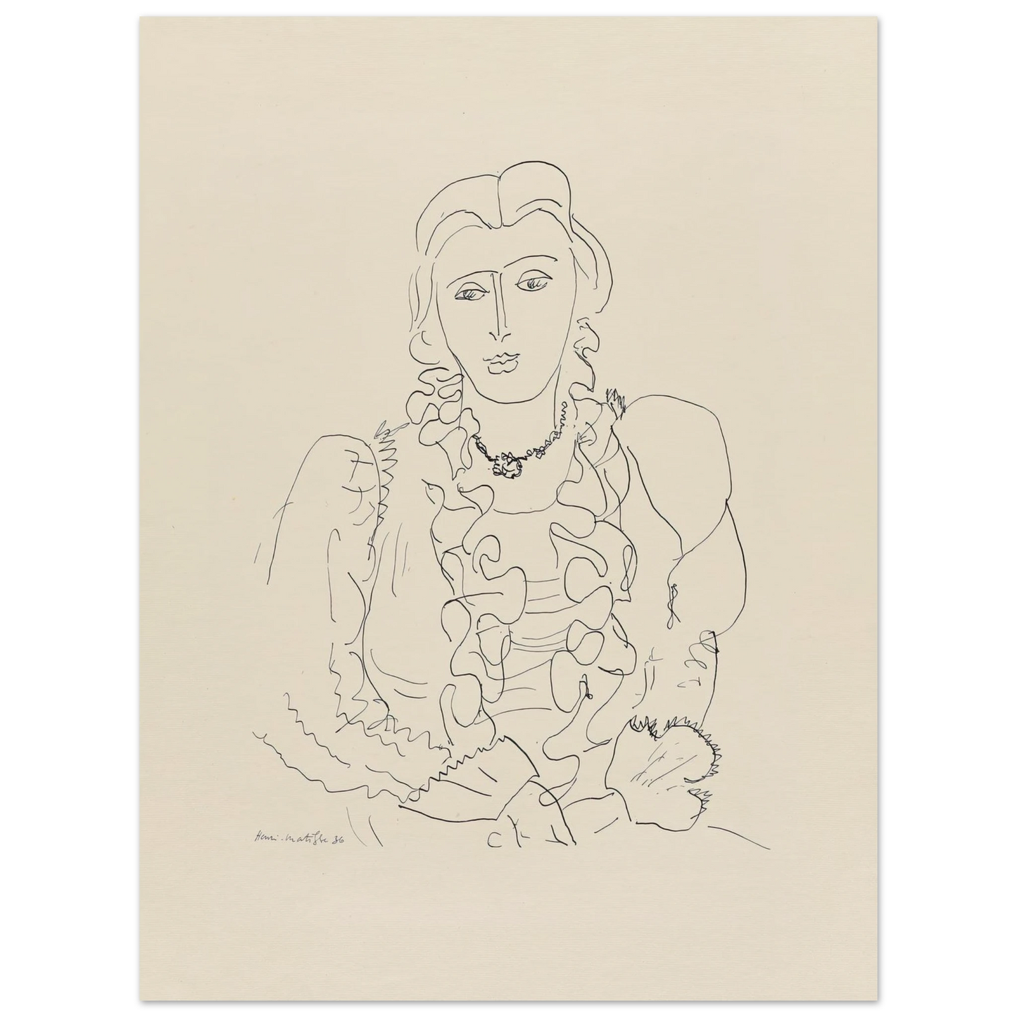 Sitzende Frau (1936) Art Print | Henri Matisse - Framed Poster - 30x40 cm / 12x16″ - Black frame