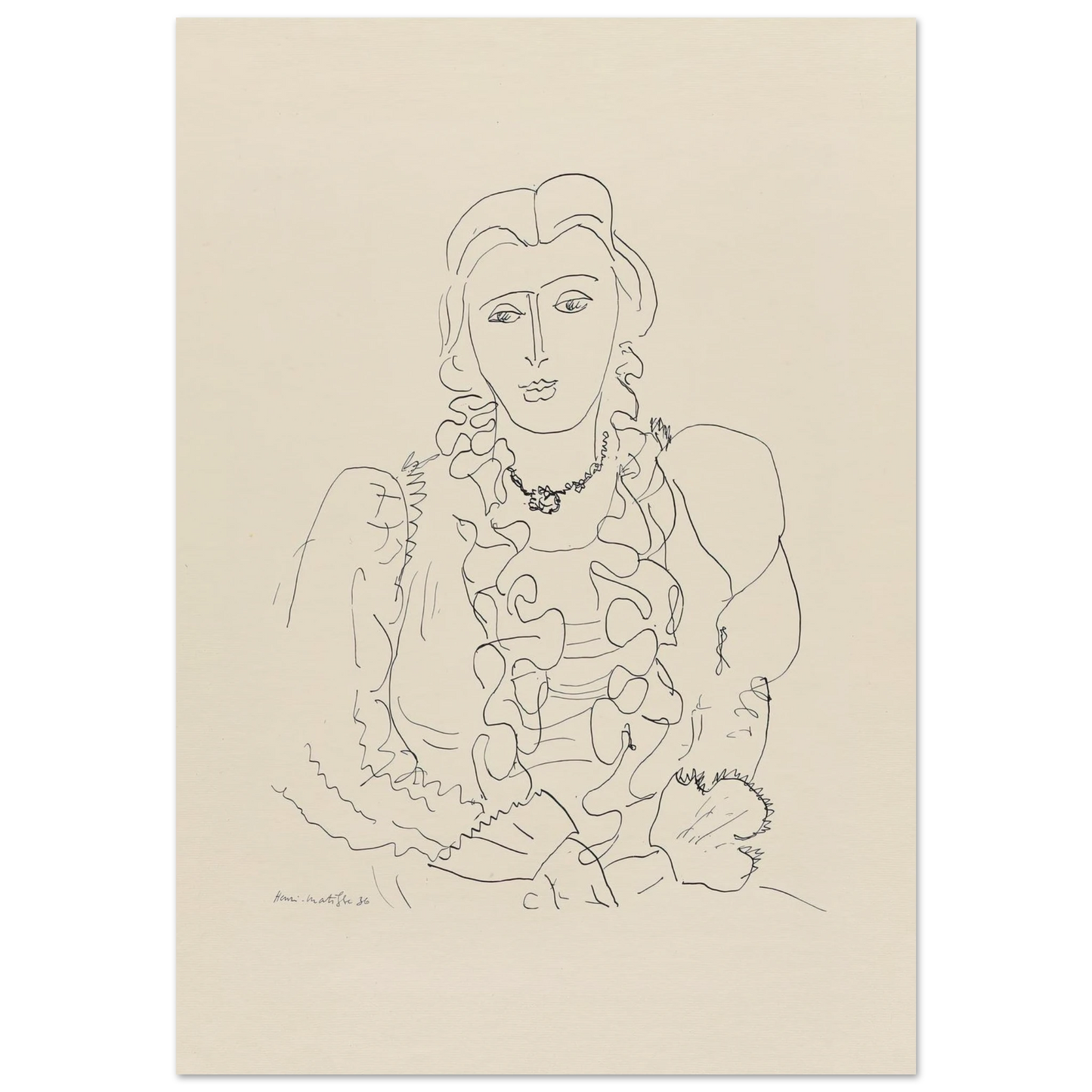 Sitzende Frau (1936) Art Print | Henri Matisse - Framed Poster - 30x40 cm / 12x16″ - Black frame
