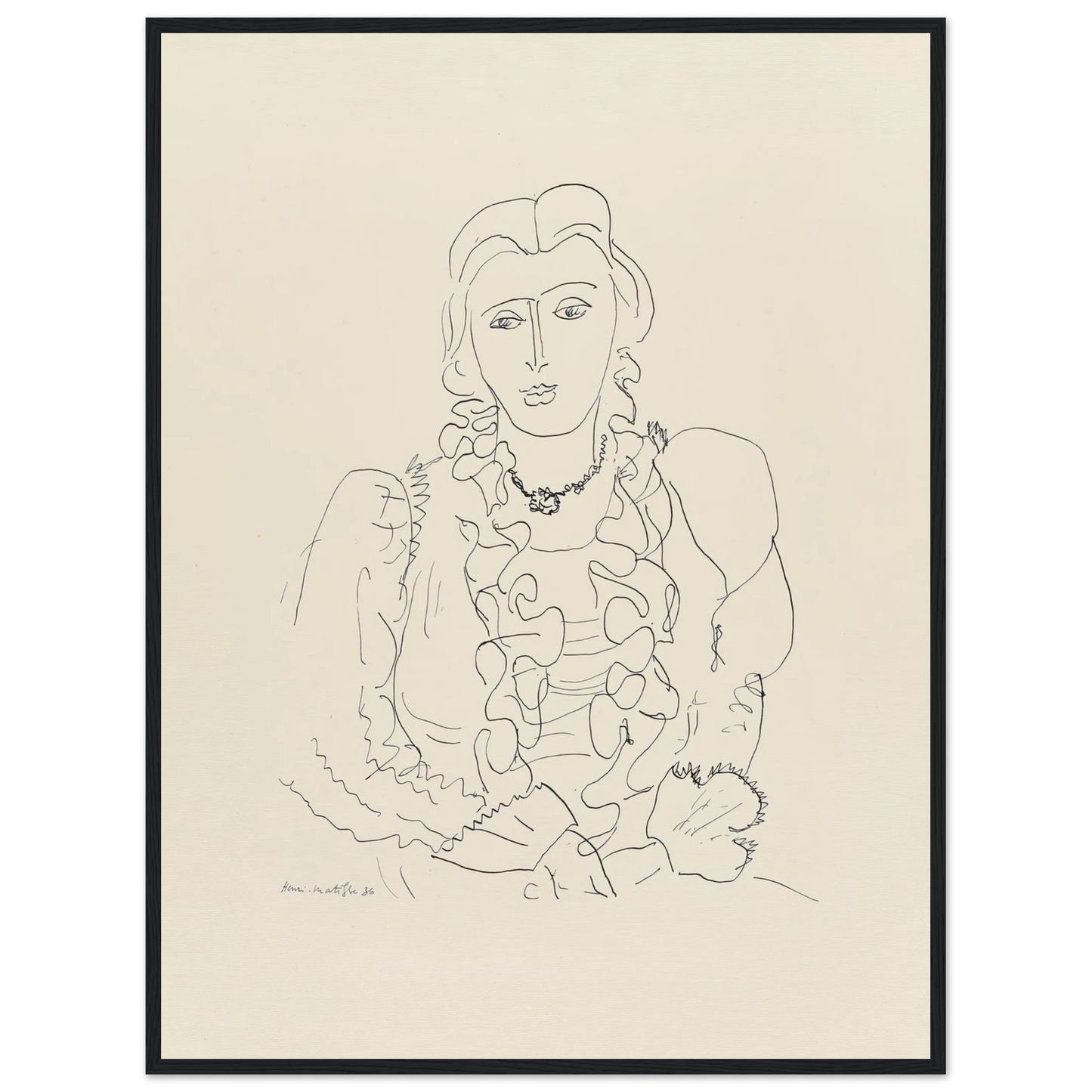 Sitzende Frau (1936) Art Print | Henri Matisse - Framed Poster - 30x40 cm / 12x16″ - Black frame