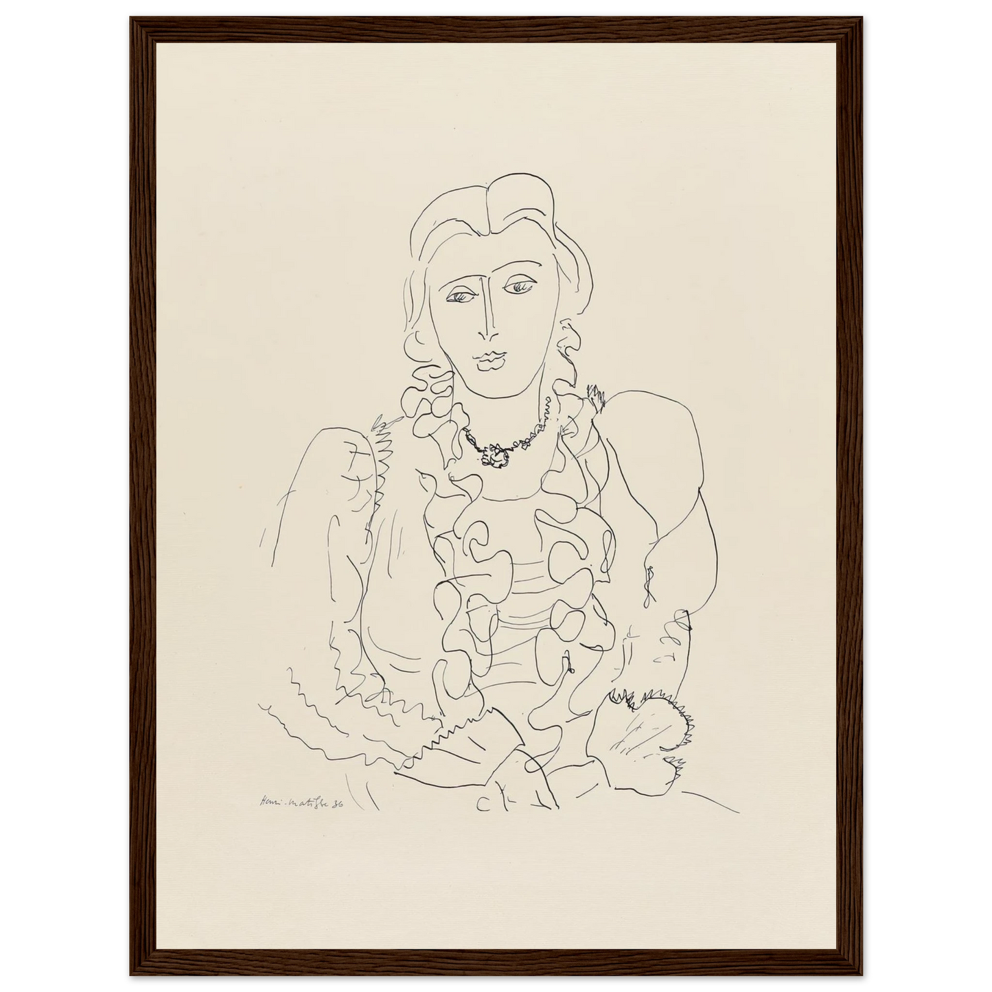 Sitzende Frau (1936) Art Print | Henri Matisse - Framed Poster - 30x40 cm / 12x16″ - Black frame