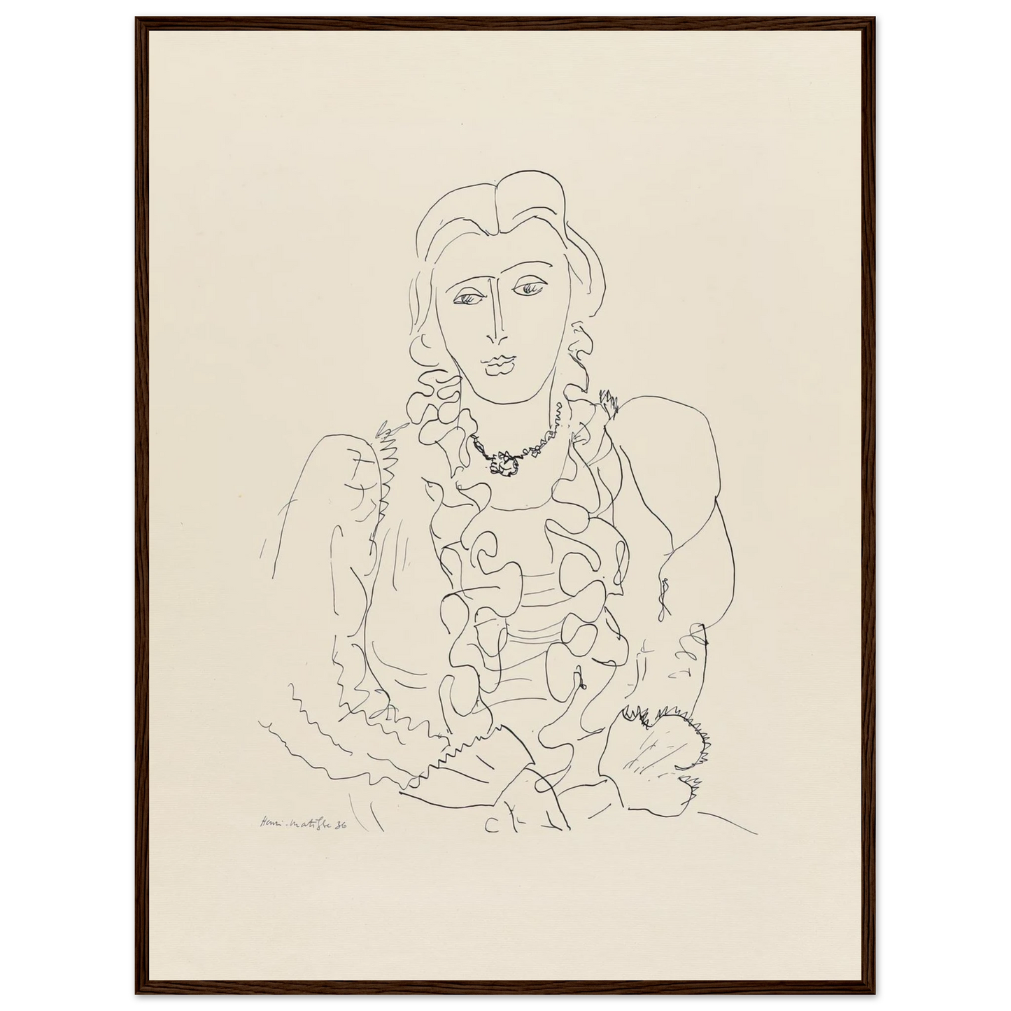 Sitzende Frau (1936) Art Print | Henri Matisse - Framed Poster - 30x40 cm / 12x16″ - Black frame