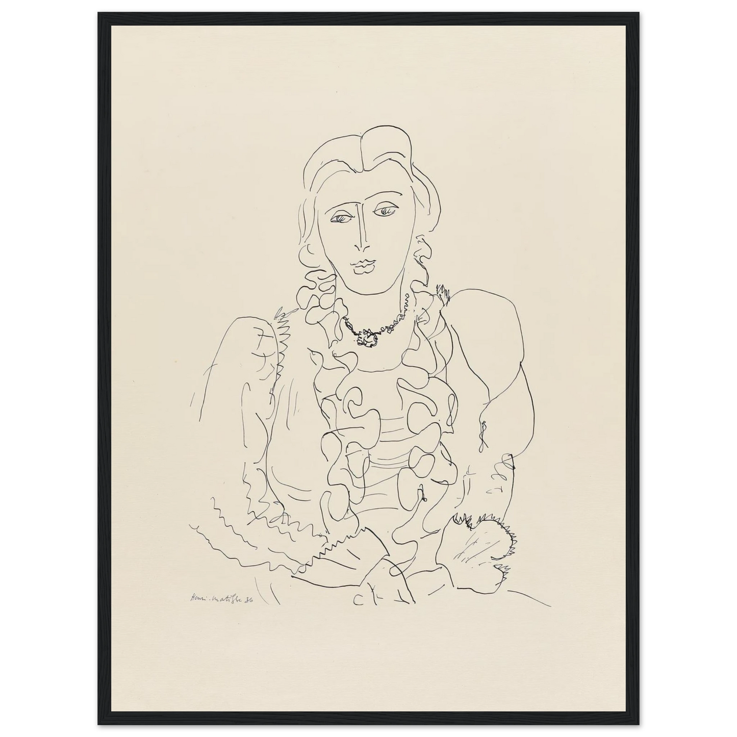 Sitzende Frau (1936) Art Print | Henri Matisse - Framed Poster - 30x40 cm / 12x16″ - Black frame