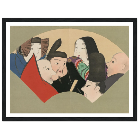 Six Poetic Immortals (Rokkasen) (1909-1910) Art Print | Kamisaka Sekka - Framed Poster - 30x40 cm / 12x16″ - Black frame