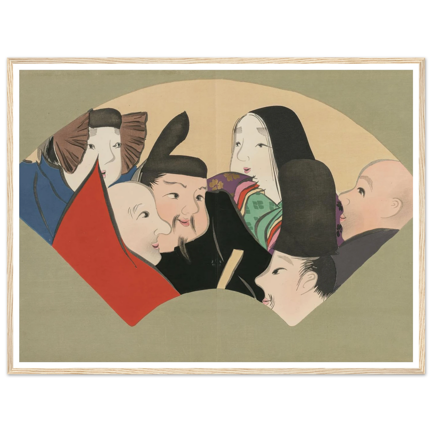 Six Poetic Immortals (Rokkasen) (1909-1910) Art Print | Kamisaka Sekka - Framed Poster - 30x40 cm / 12x16″ - Black frame