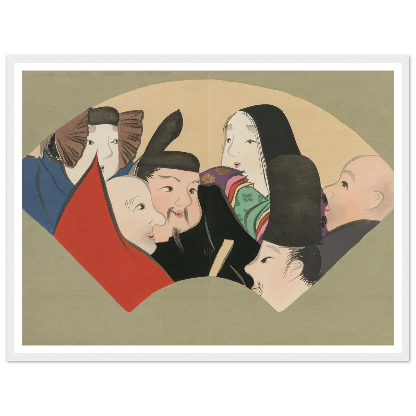Six Poetic Immortals (Rokkasen) (1909-1910) Art Print | Kamisaka Sekka - Framed Poster - 30x40 cm / 12x16″ - Black frame