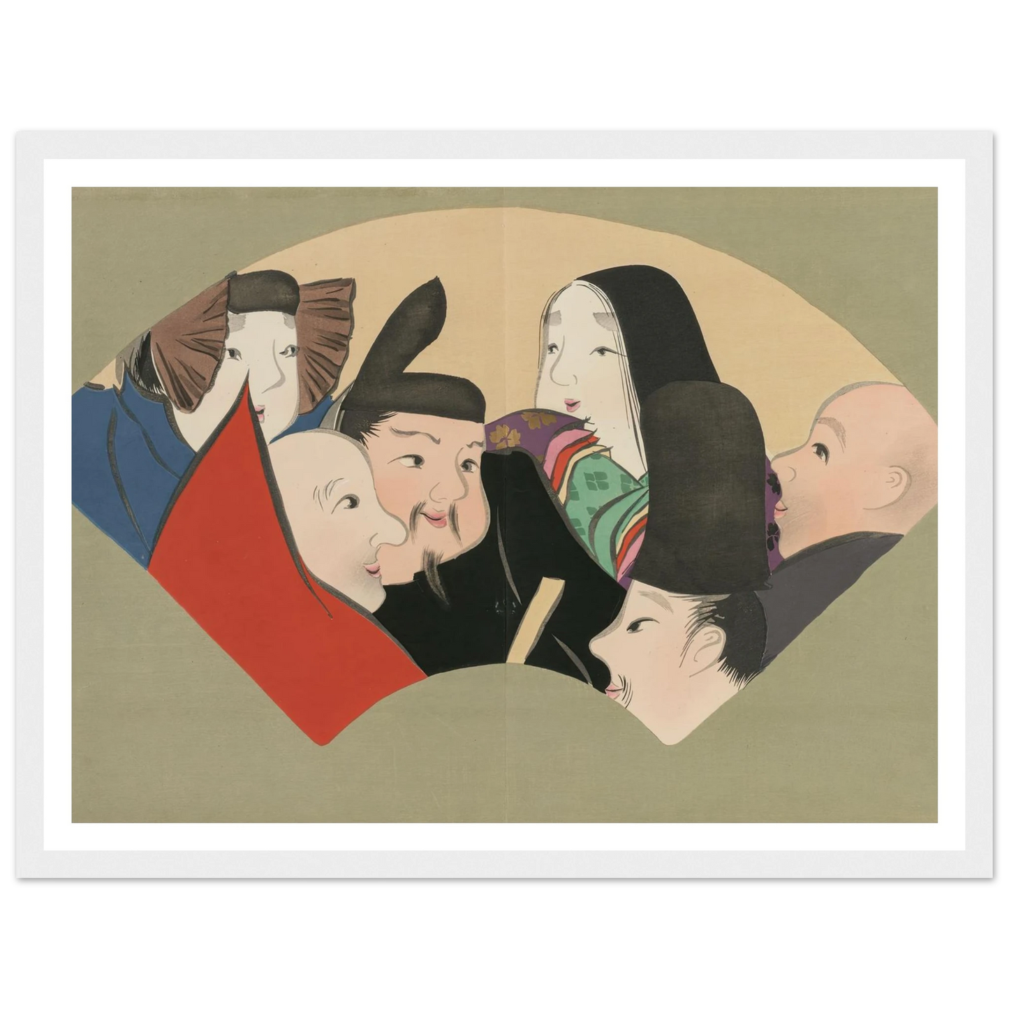 Six Poetic Immortals (Rokkasen) (1909-1910) Art Print | Kamisaka Sekka - Framed Poster - 30x40 cm / 12x16″ - Black frame