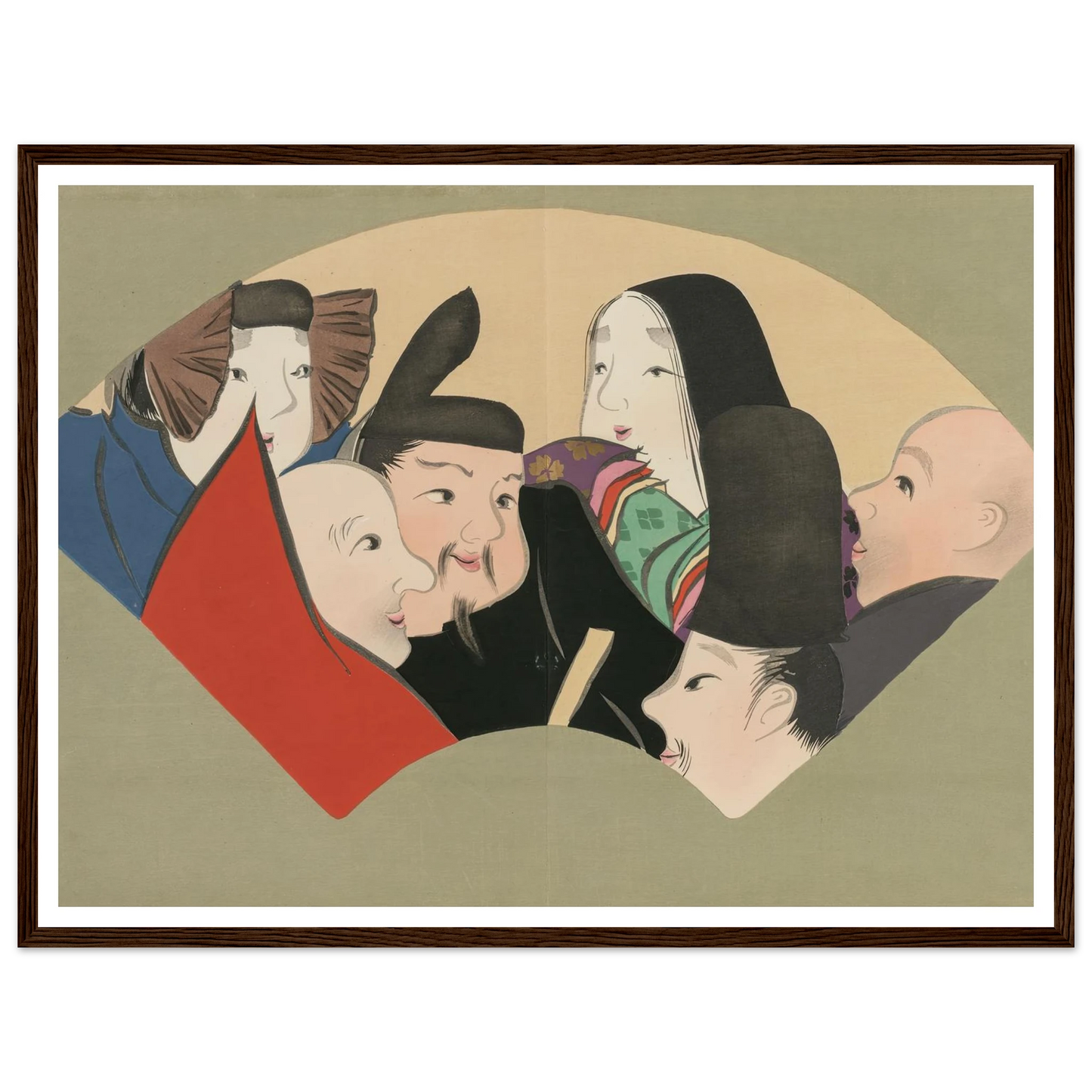 Six Poetic Immortals (Rokkasen) (1909-1910) Art Print | Kamisaka Sekka - Framed Poster - 30x40 cm / 12x16″ - Black frame