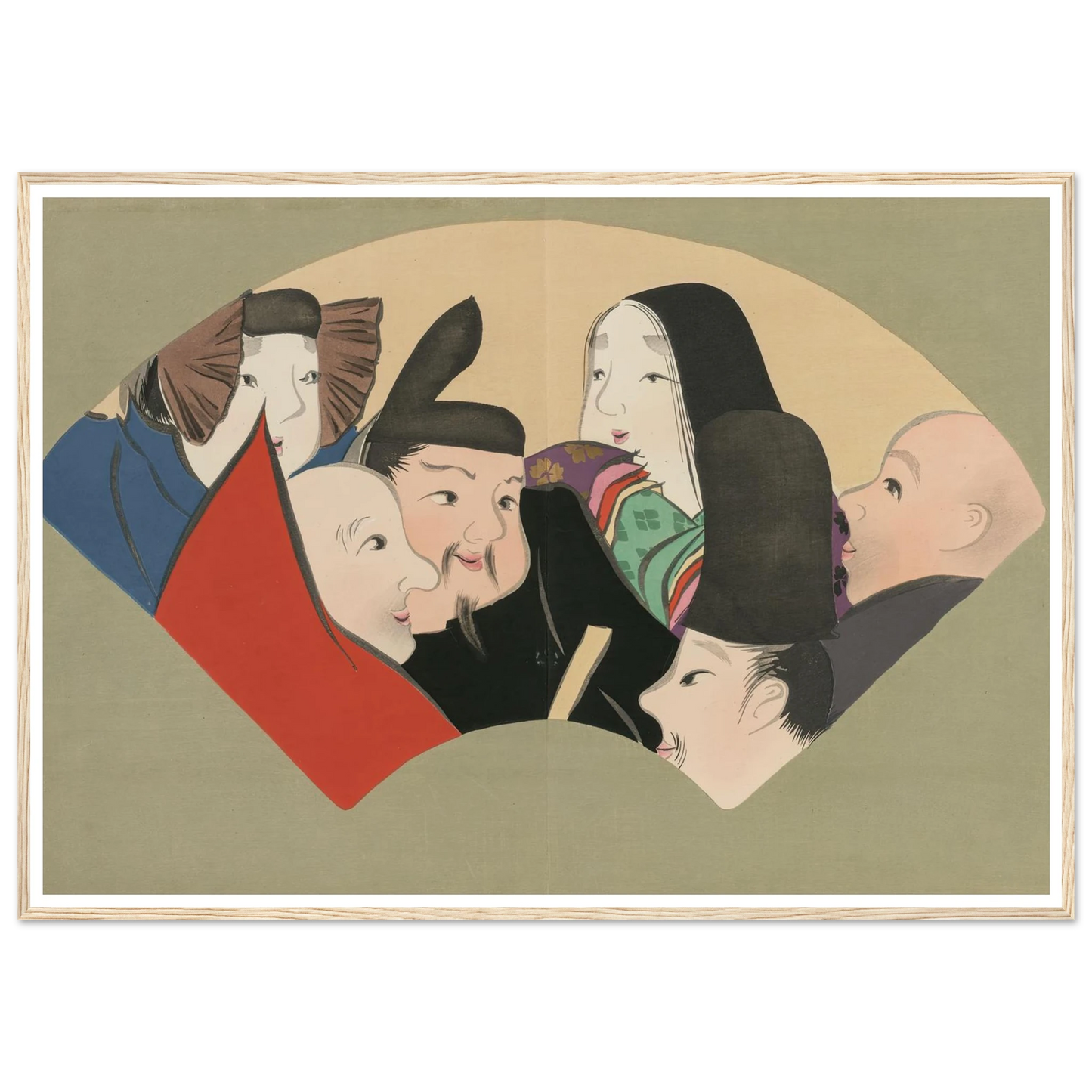Six Poetic Immortals (Rokkasen) (1909-1910) Art Print | Kamisaka Sekka - Framed Poster - 30x40 cm / 12x16″ - Black frame