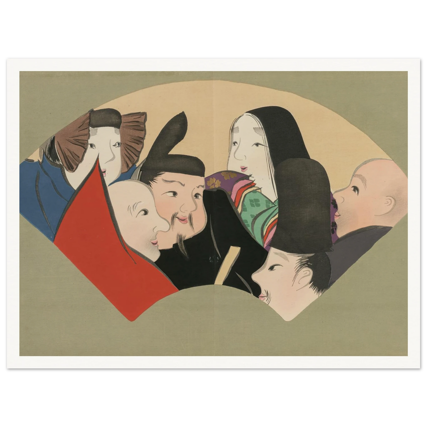 Six Poetic Immortals (Rokkasen) (1909-1910) Art Print | Kamisaka Sekka - Framed Poster - 30x40 cm / 12x16″ - Black frame