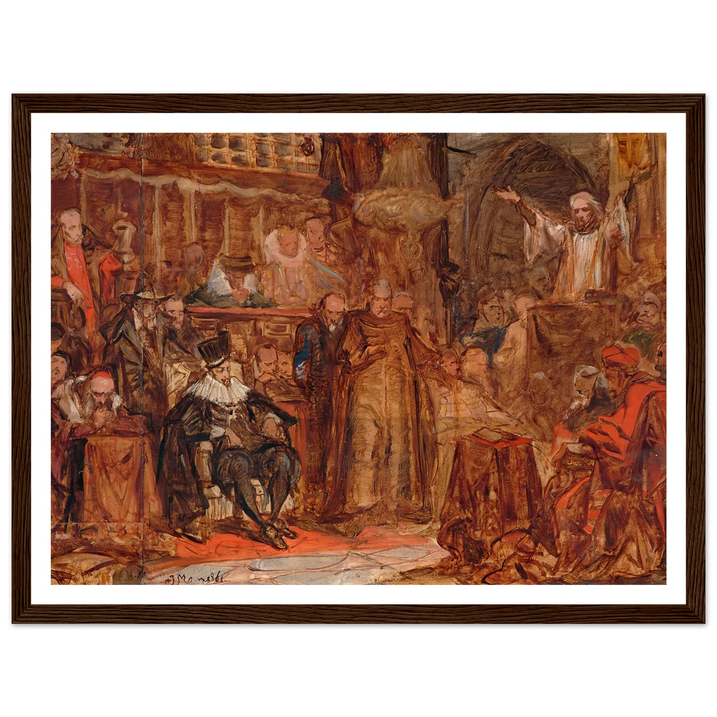 Sketch for “Skarga’s Sermon” (1861) Art Print | Jan Matejko - Framed Poster - 30x40 cm / 12x16″ - Black frame