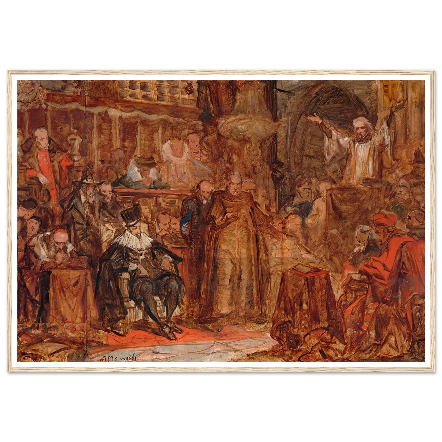 Sketch for “Skarga’s Sermon” (1861) Art Print | Jan Matejko - Framed Poster - 30x40 cm / 12x16″ - Black frame