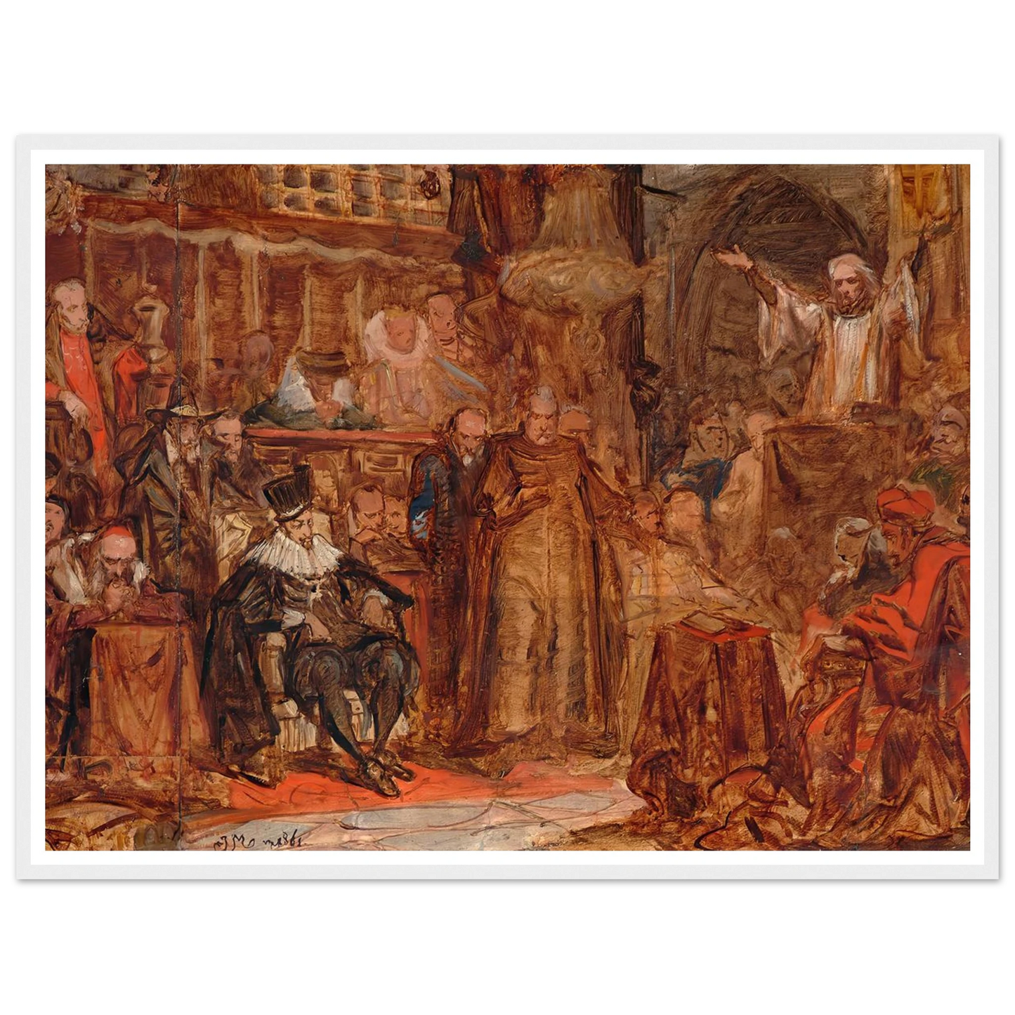 Sketch for “Skarga’s Sermon” (1861) Art Print | Jan Matejko - Framed Poster - 30x40 cm / 12x16″ - Black frame