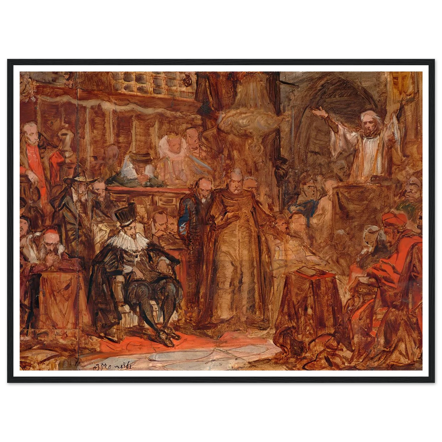 Sketch for “Skarga’s Sermon” (1861) Art Print | Jan Matejko - Framed Poster - 30x40 cm / 12x16″ - Black frame